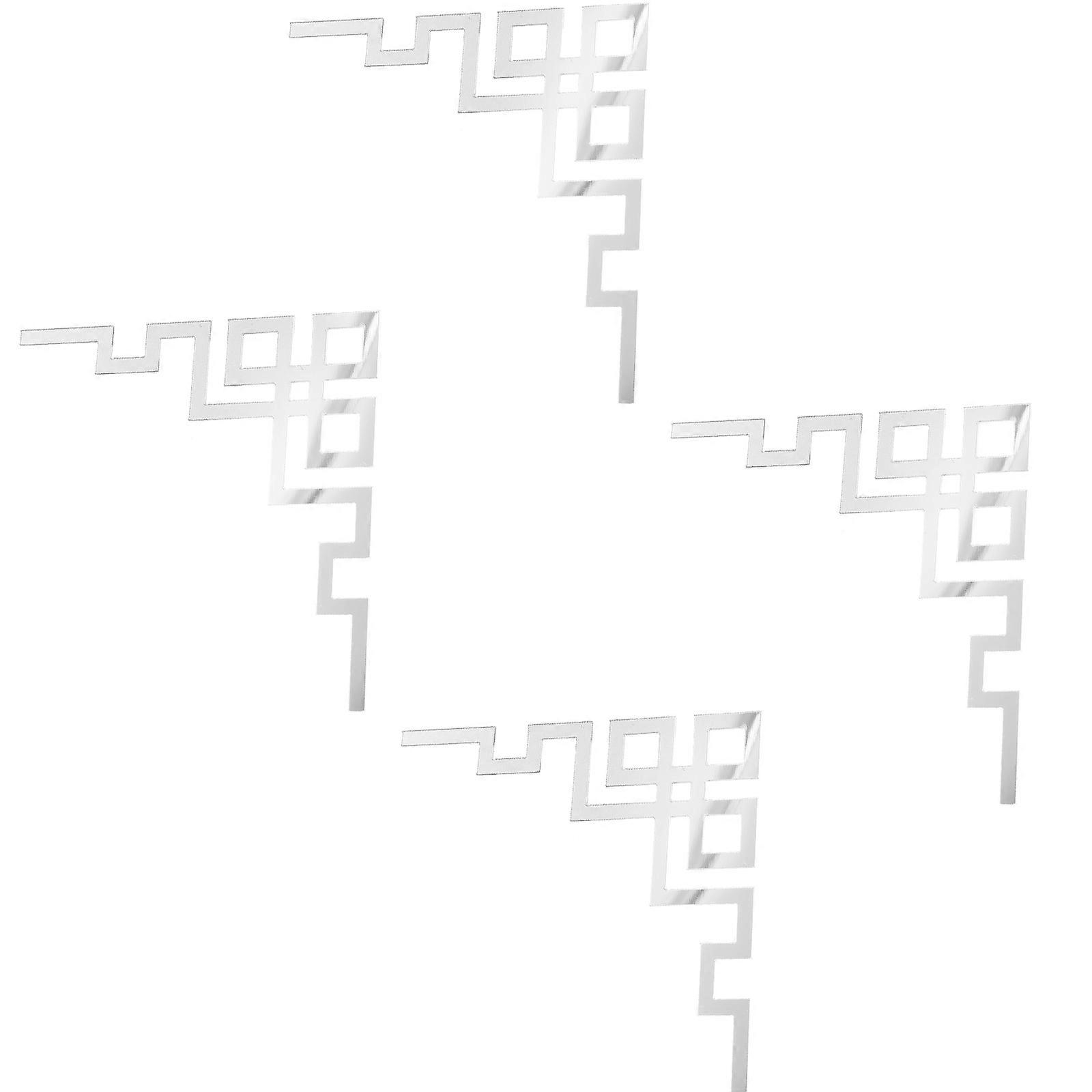 Bathroom Mirror Border Kit Wall Sticker Silver 4Set