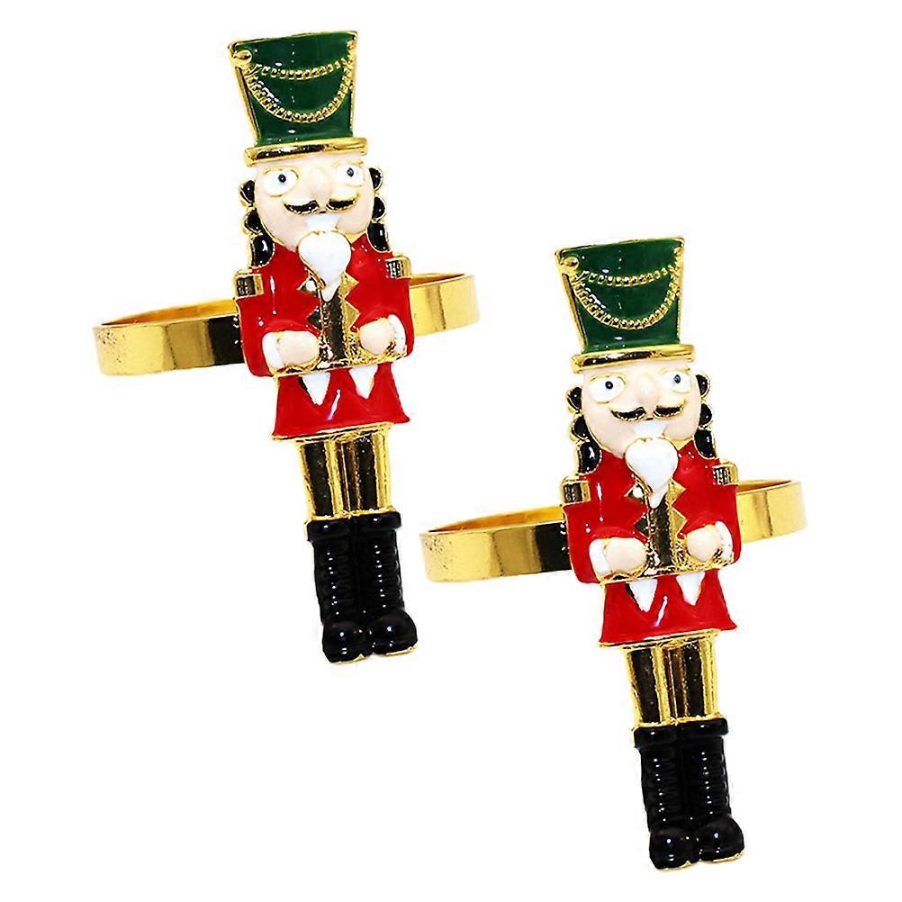 Dinner Napkin Rings Nutcracker Shaped Christmas Party Table Accessories Assorted Color 6.00X4.00X1.80CM 2Pcs