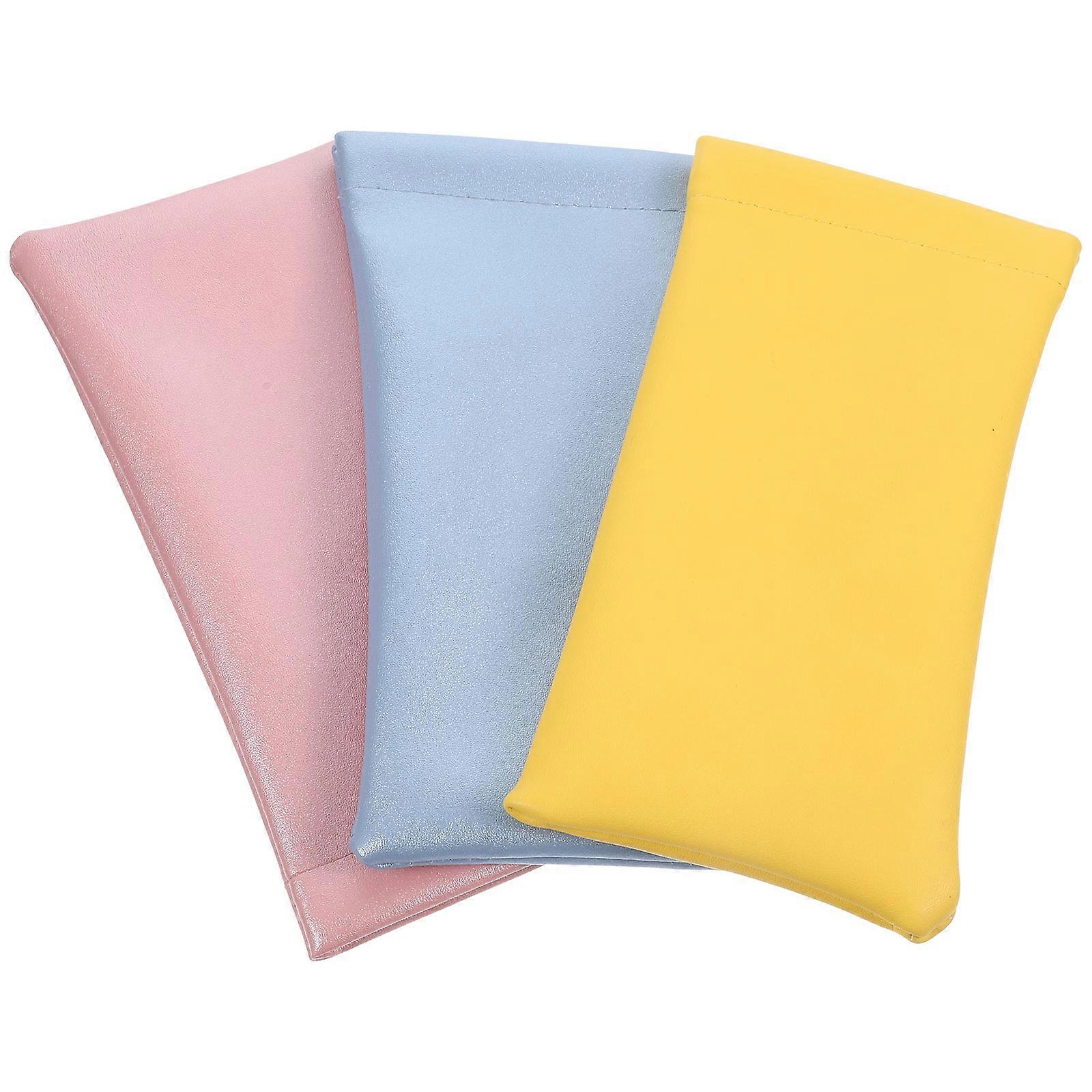 3pcs Portable Eyeglasses Case with Unique Closure Design for Travel Soft Sunglasses Pouch and Stylish Eyewear Container