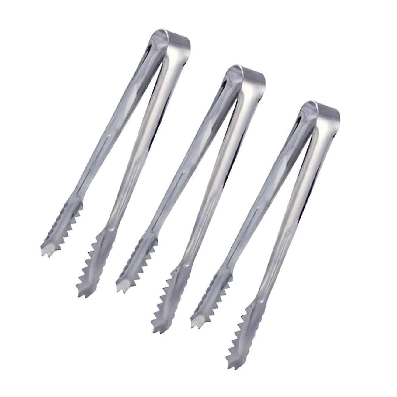 3-Piece Stainless Steel Ice Tongs Set with Non-Slip Grip for Ice Cubes and Appetizers, Ideal for Parties and Home Use