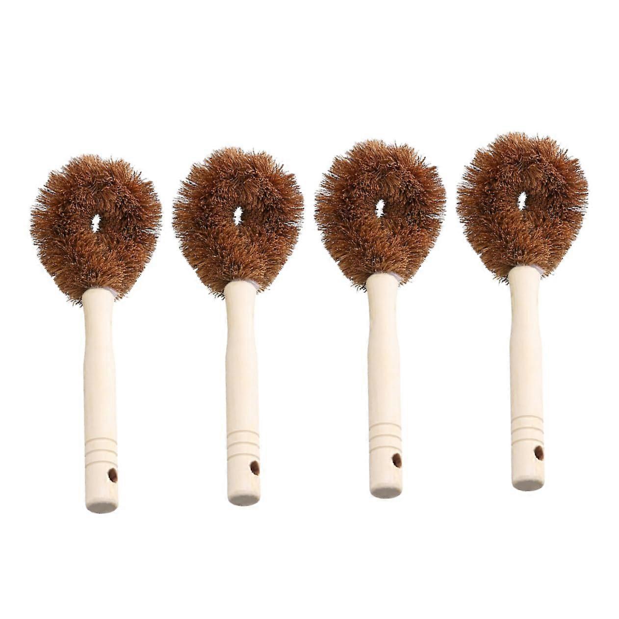 4-Piece Long Handle Scrubbing Brushes for Effective Kitchen Cleaning, Non-Slip Pot and Dish Brush Set