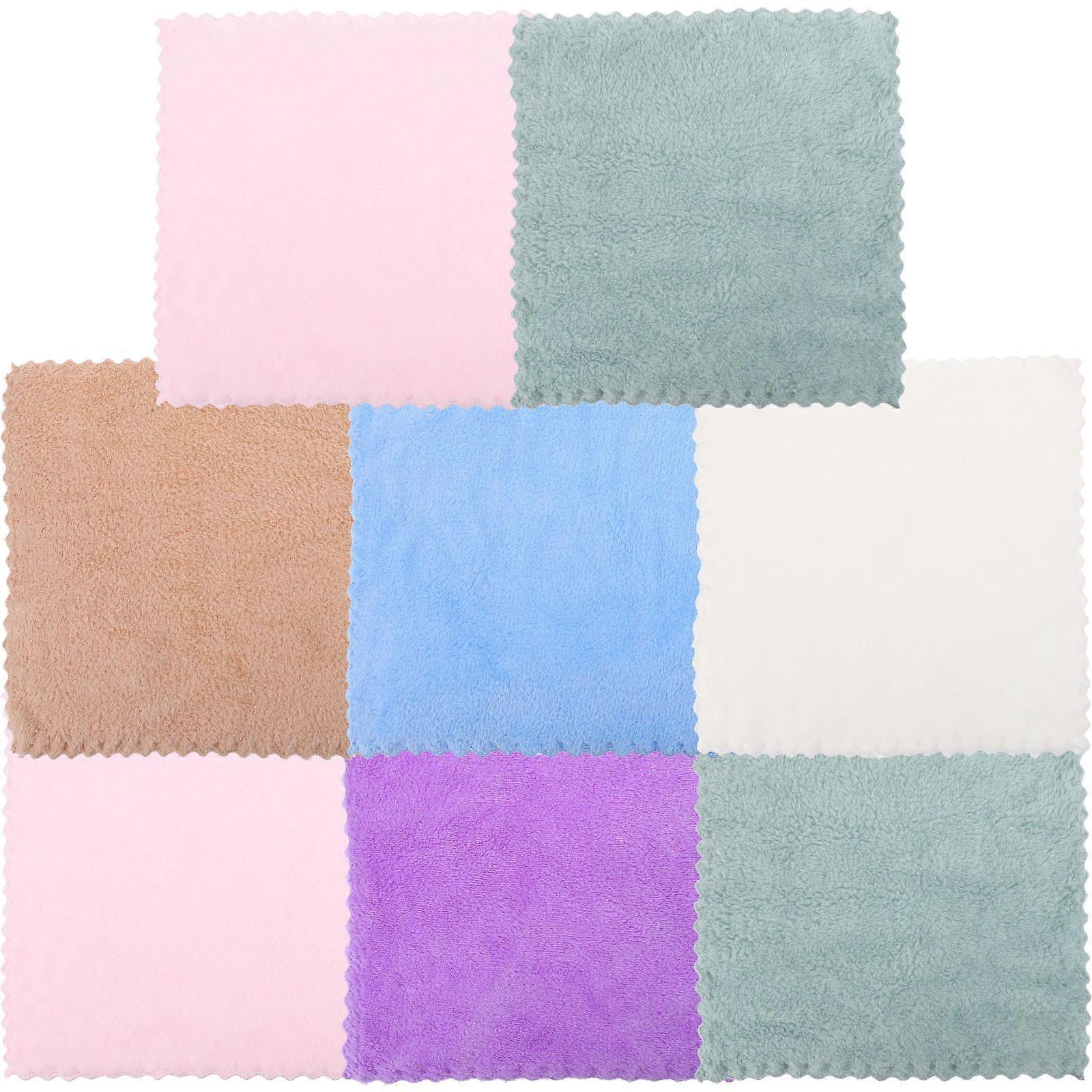 Drying Towel Fiber Small Towel Square for Home Kitchen Bathroom Mixed Color 25x25CM Water Absorption 8Pcs