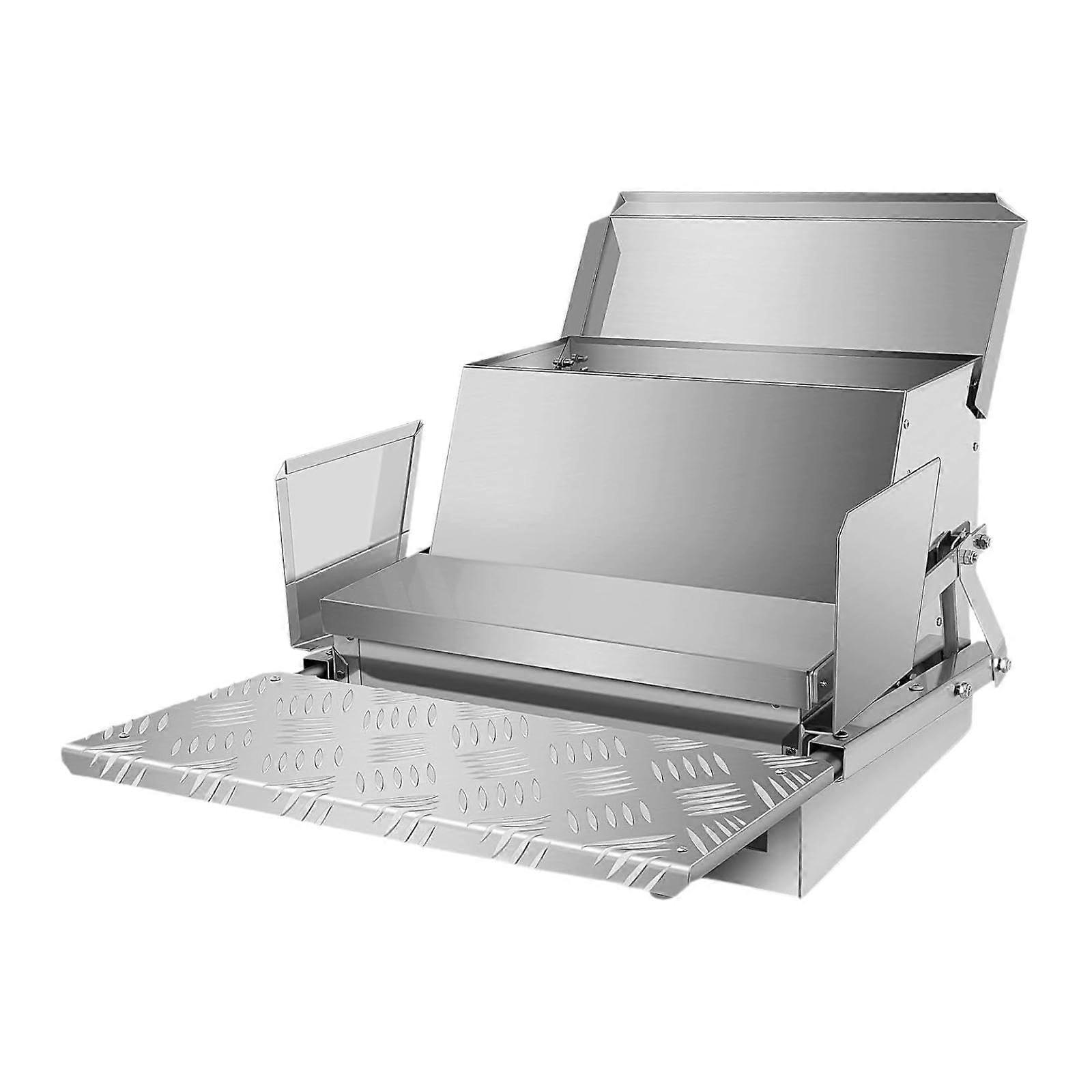 Automatic Feeder with Metal Step, Feeding Trough for Chickens, Bird Repellent, Weatherproof/LeakProof, Silver