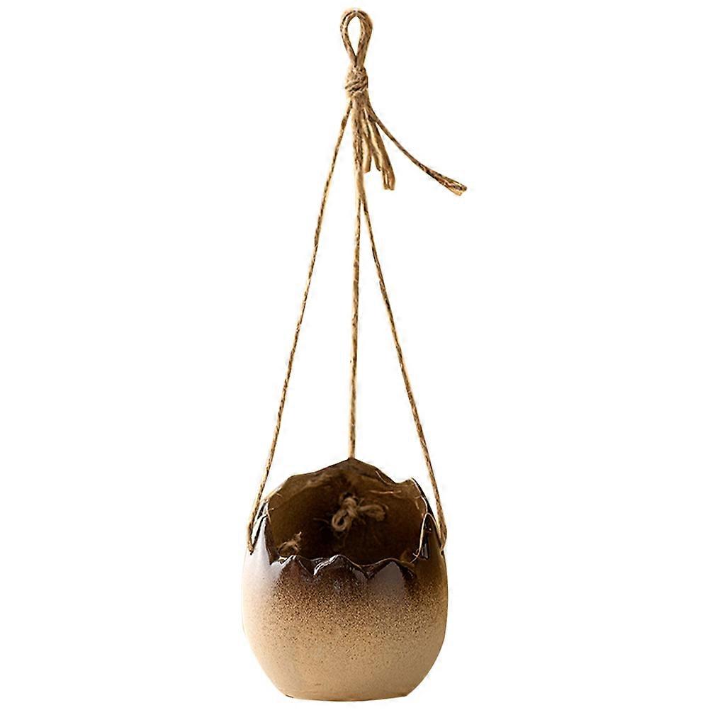 Cute Hanging Planter Ceramic Flower Container Indoor Hanging Planters Simple and Elegant 1Set