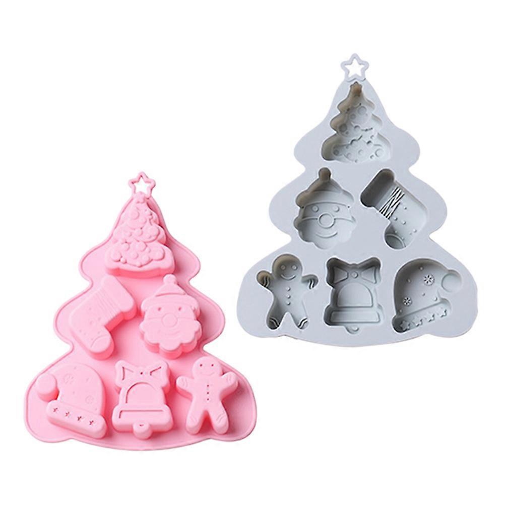 Christmas Tree Mold 2Pcs Assorted Color Silicone for Home Versatile Crafting Cake Mold