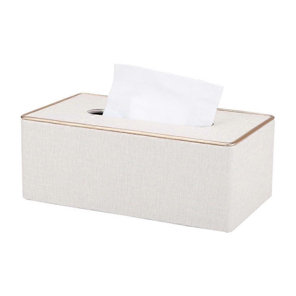 Modern square fabric tissue box for home, bedroom, living room, desk organizer, black, white tabletop (white)