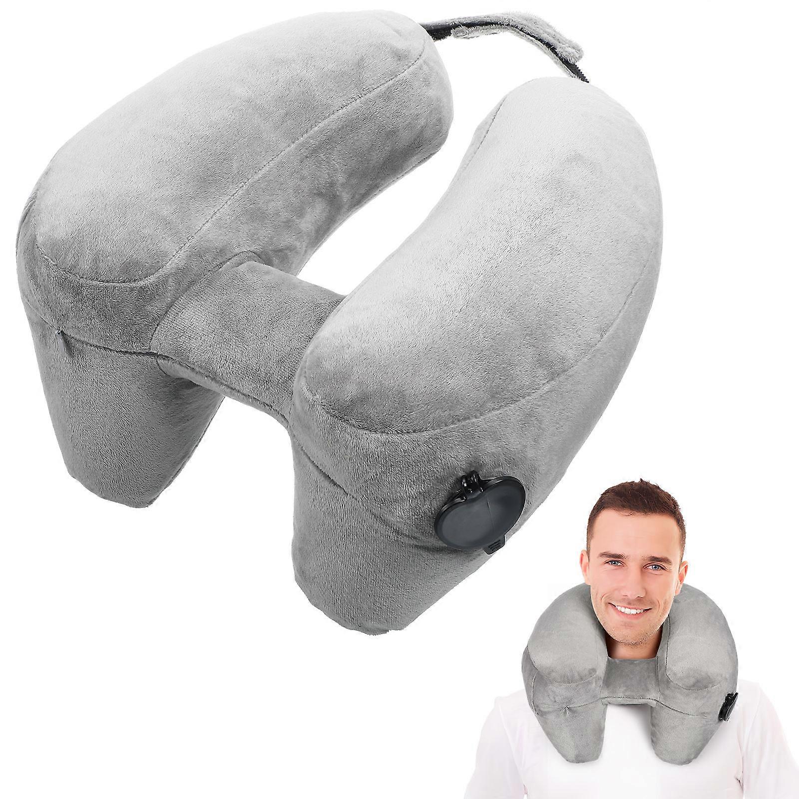 U Shaped Inflatable Neck Pillow with Hood for Airplane and Road Travel – Lightweight and Comfort Accessory