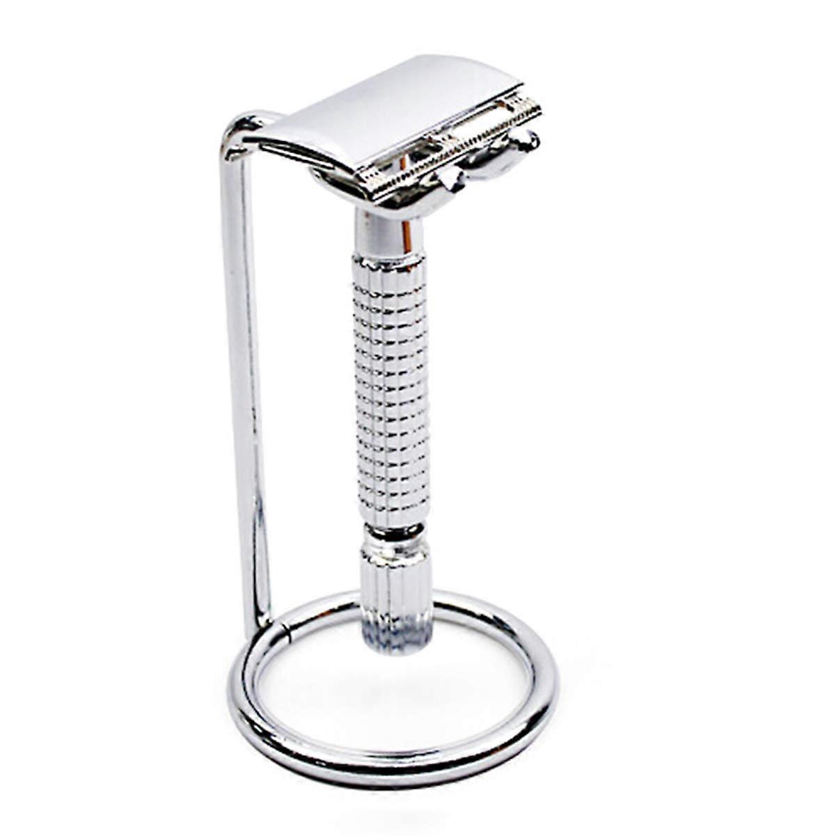 Double Shaving Brush Holder Made of Plated Sturdy Razor Stand for Storage of Wet Razor Brush and Razor Ensures