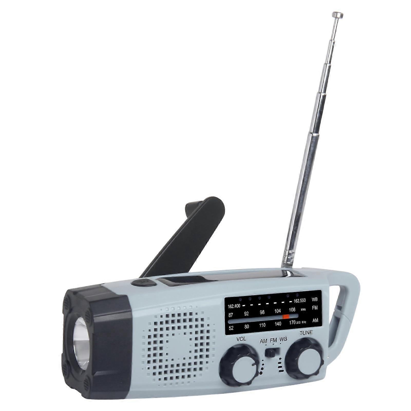 Emergency Solar Radio XLN-383WB, Self-Powered Crank with LED Torch, SOS Alarm, AM/FM Weather Radio, USB Smartphone Charger