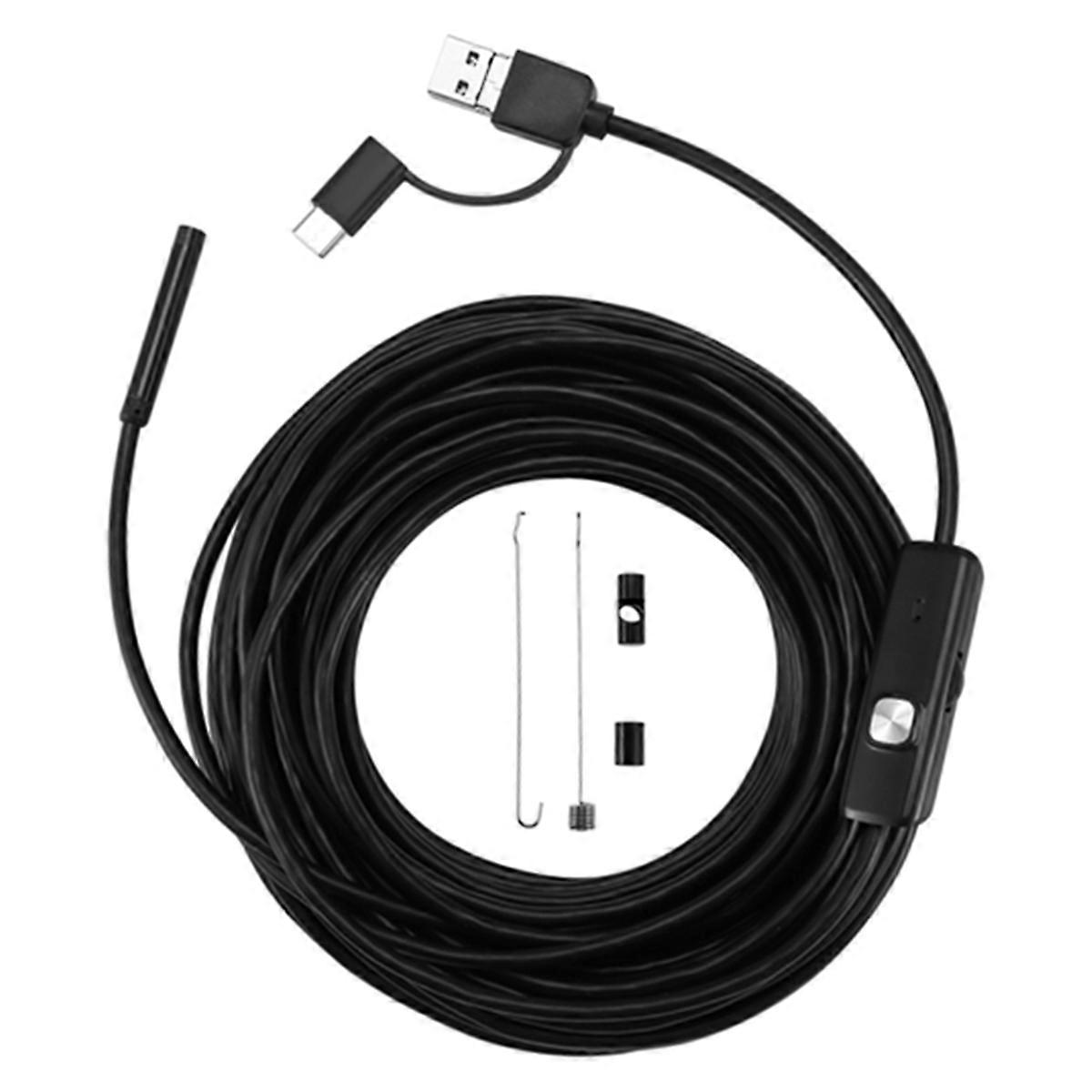 5.5mm X 10M Sewer Piping Endoscopy USB Flexible Snake Camera Car Borescope for Android