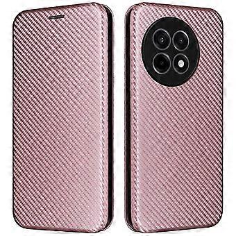 TKdaddy För OnePlus Ace 5 Pro 5G Fodral Kolfiber Textur Droppsäker PU Läder Telefonskydd Roséguld