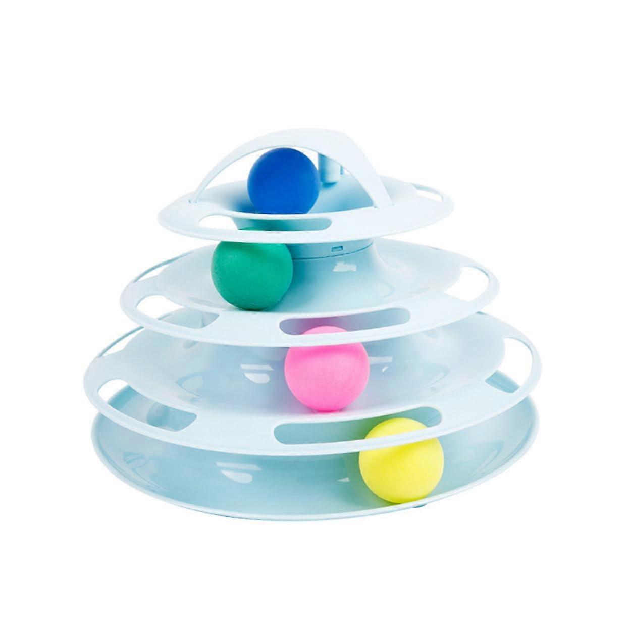 Rotary Track Ball Cat Toy Indoor Blue Track Tower With Rotating Ball Interactive Ball Toy For Cats