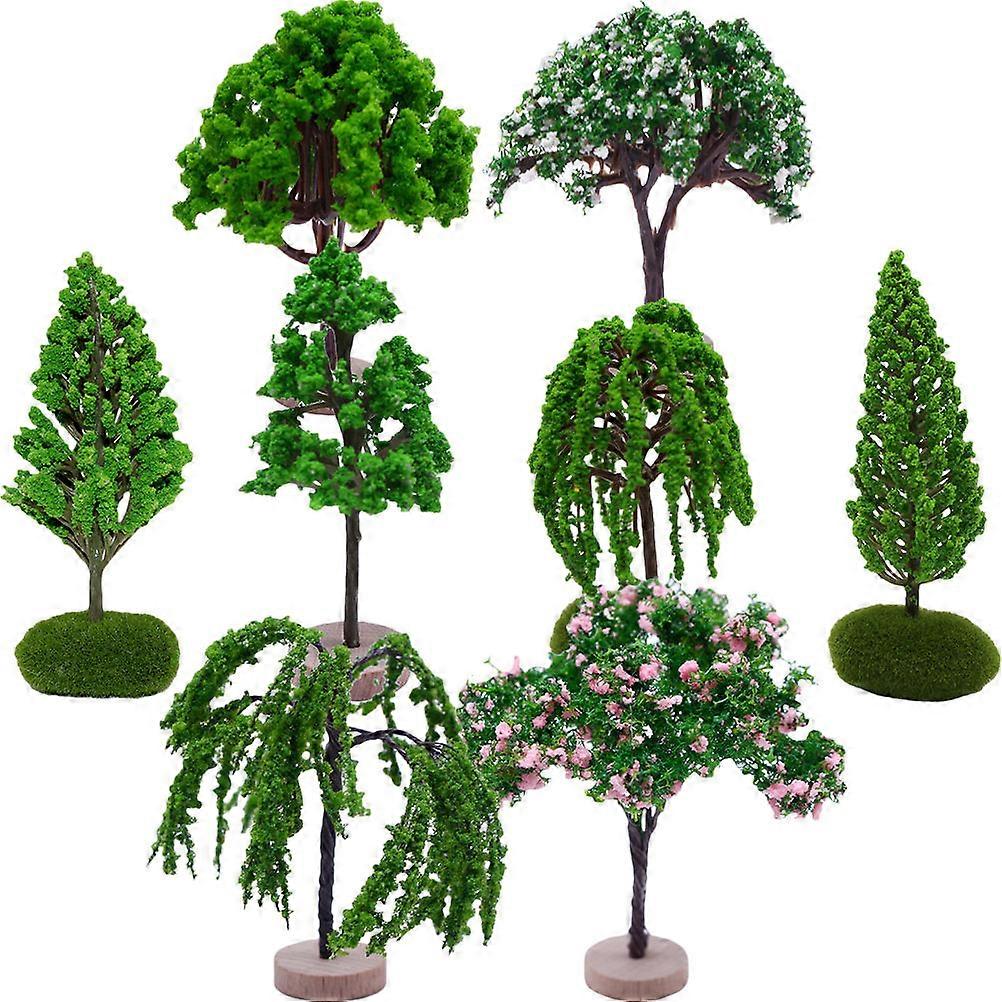 Mini Landscape Decor Tree Model for Decoration 8Pcs Artificial Realistic Trees