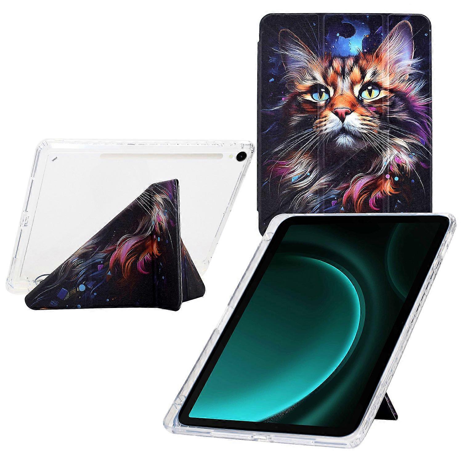Tablet Case For Samsung Galaxy Tab S10 S10 FE S9 S9 FE , Y-Fold Stand Pattern Print Leather Clear Ac