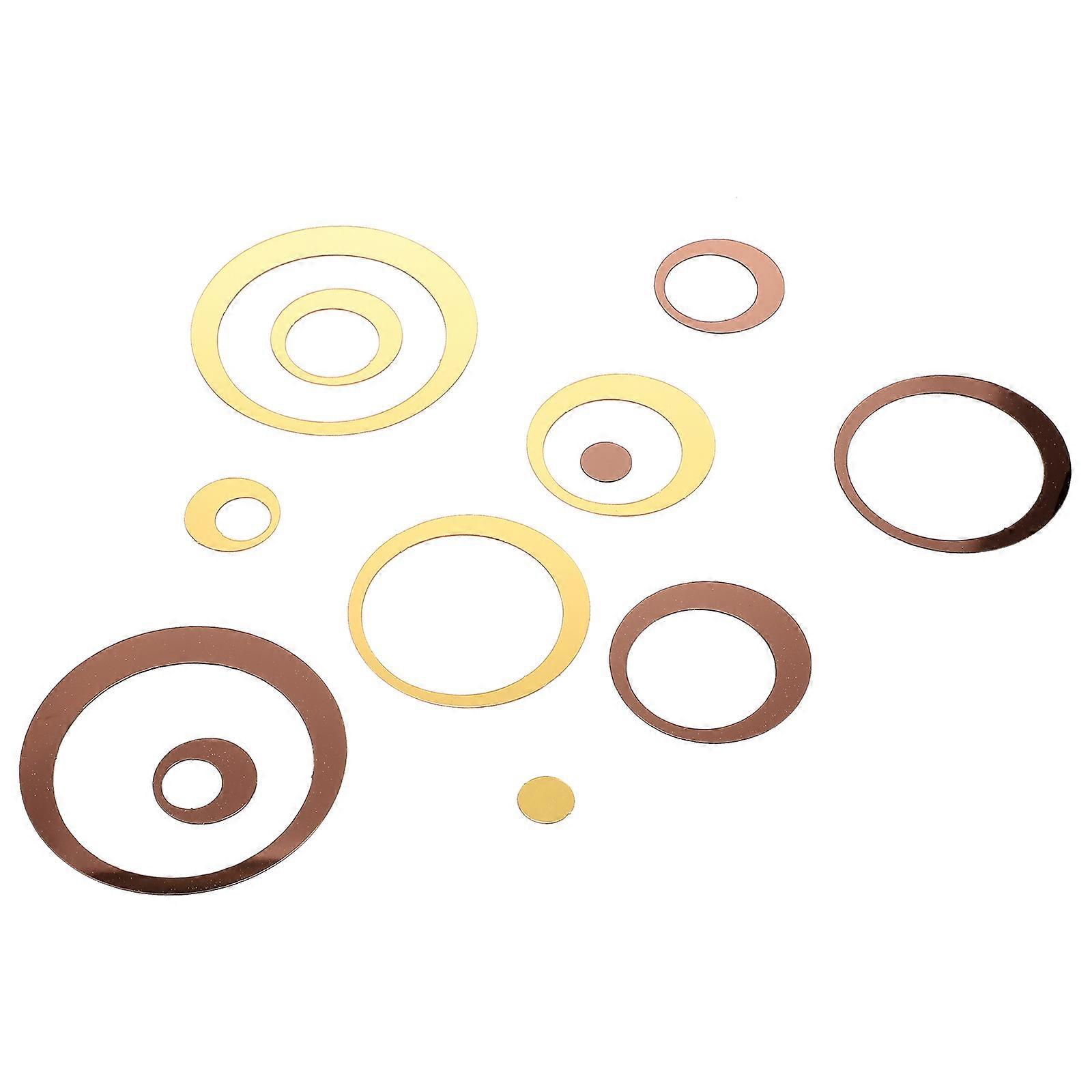 Mirror Wall Stickers Chocolate Color Ring Shape Wall Decor for Family 2Pcs