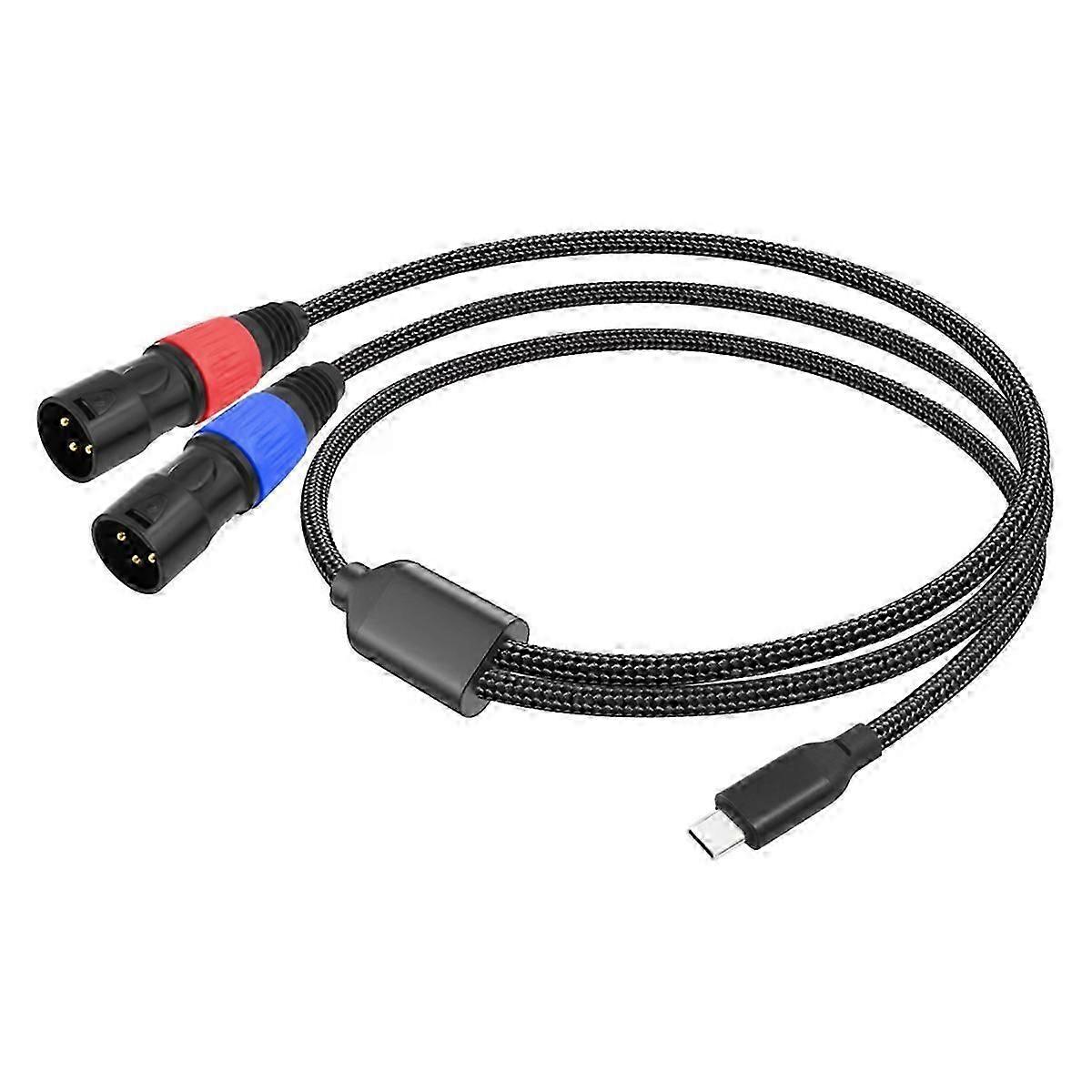 Cabo de áudio auxiliar macho tipo C para XLR duplo Cabo USB C para XLR duplo