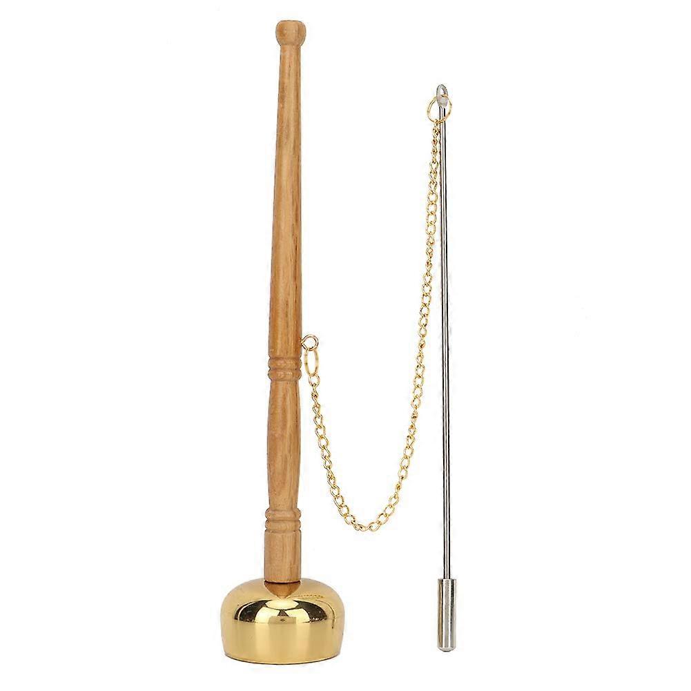 Hand Bell, Meditation Prayer Bells Buddhism Wooden Handle Brass Hand Bell Vocal Script Implement Buddhist Supplies