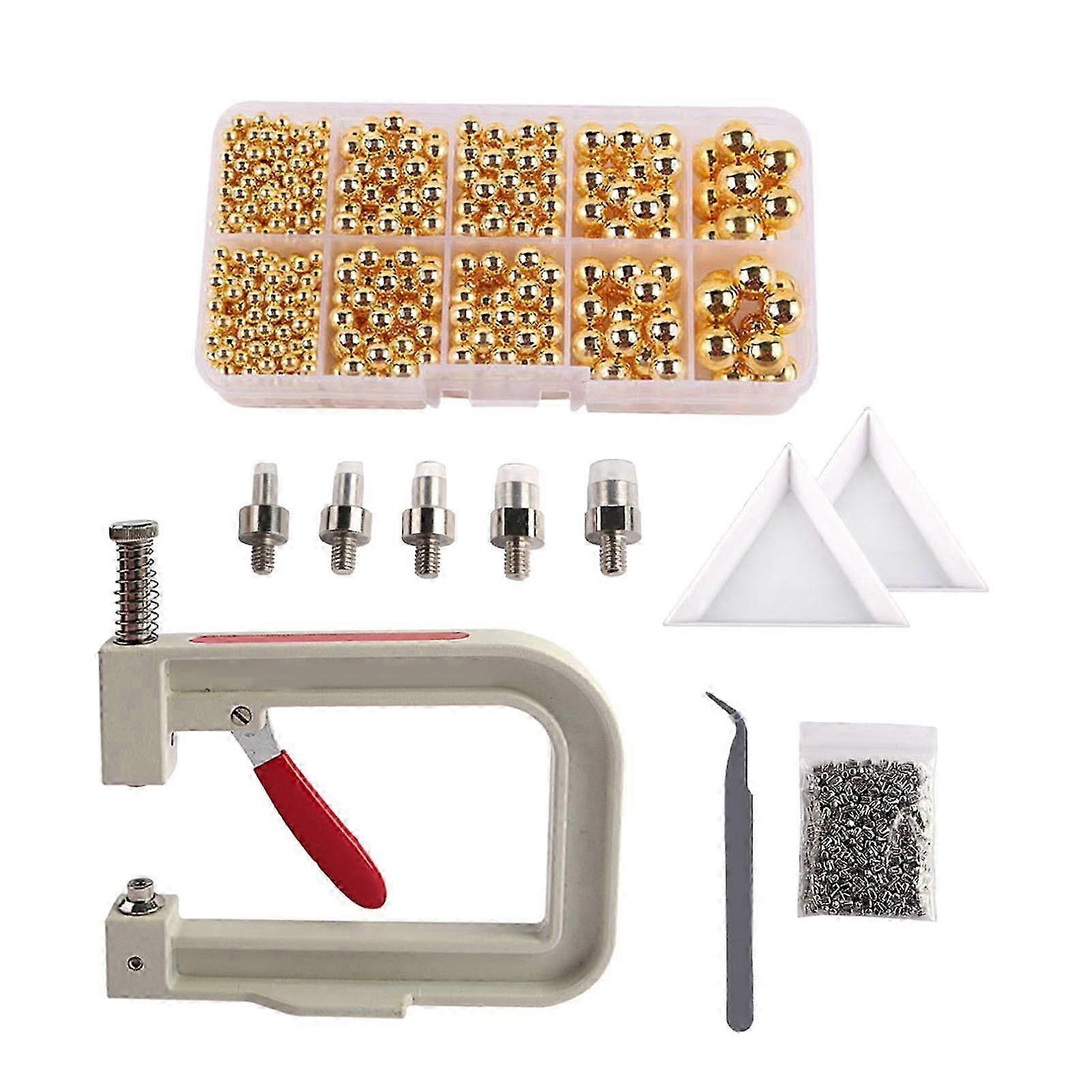 Hand Press Pearl Setter Tool Pearl Rivet Setting Machine Pearl Setting Machine Kit for Bags, Handmade Hats, DIY Crafts