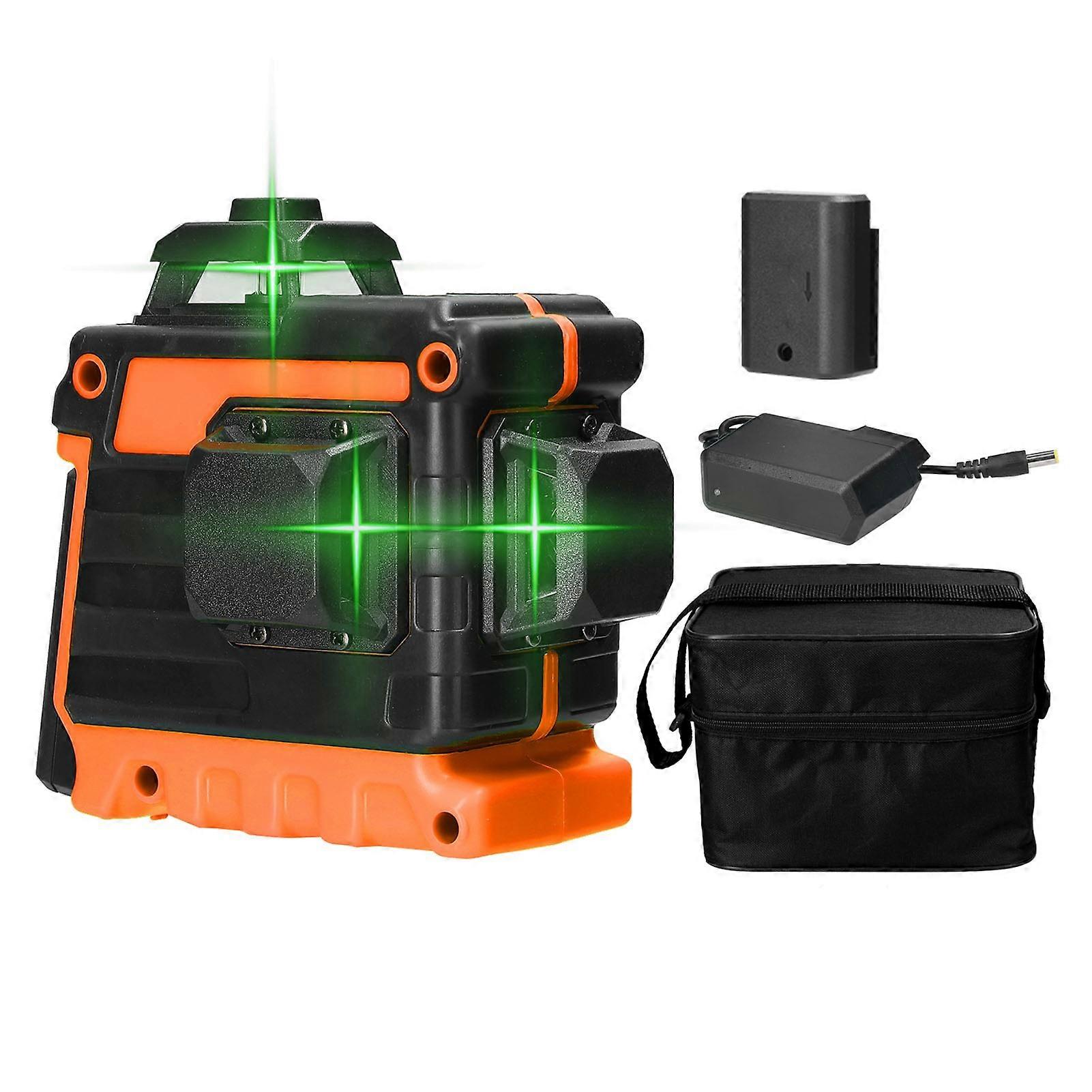 Mini Multifunctional 12 Lines Green Light Laser Level 3° Self-leveling Machine USB Rechargeable Lithium Battery Leveling Tool 3 Colors Optional