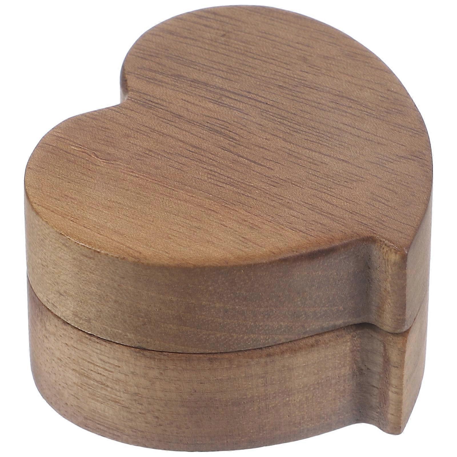 Heart Shaped Jewelry Box Wedding Ring Holder Walnut Wood Elegant Design Proposal Ceremony 5.00X5.00X2.60CM 1Pack