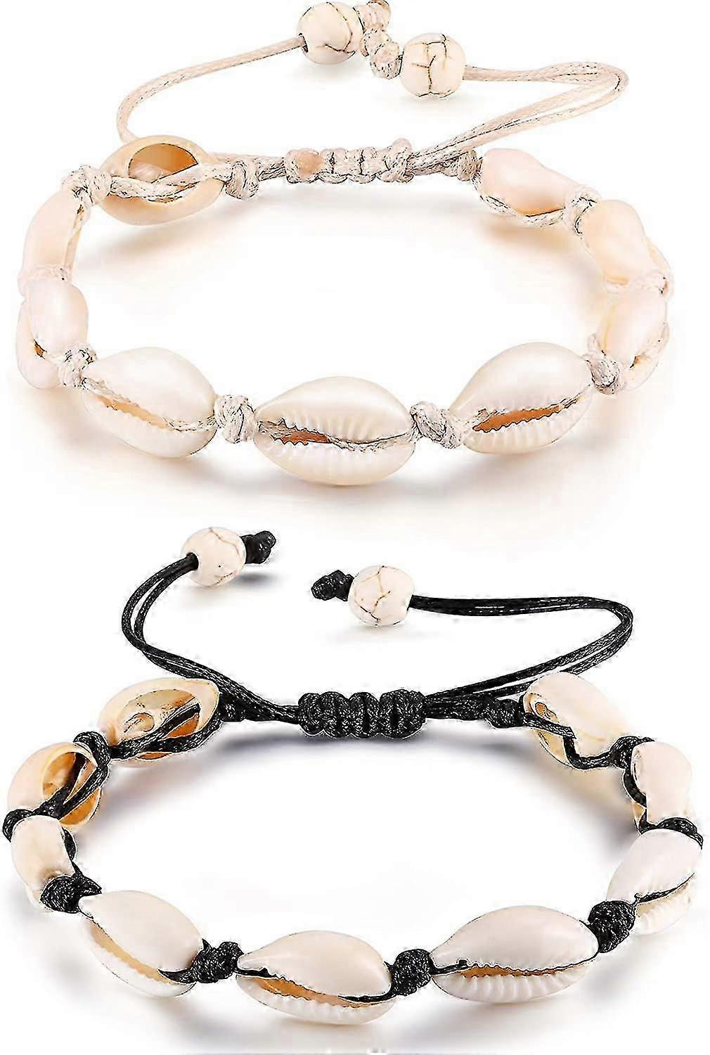 2 balení přírodní shell anklet shell háčkování kotník náramek ručně vyráběné Boho Shell korálek anklet