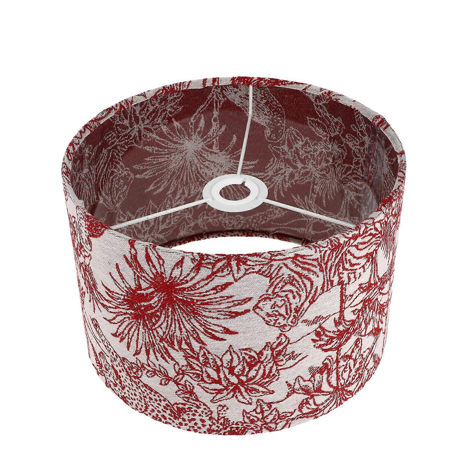 Replacement Lamp Shade Small Drum Shape Elegant Indoor Use Red Cloth 1Pcs