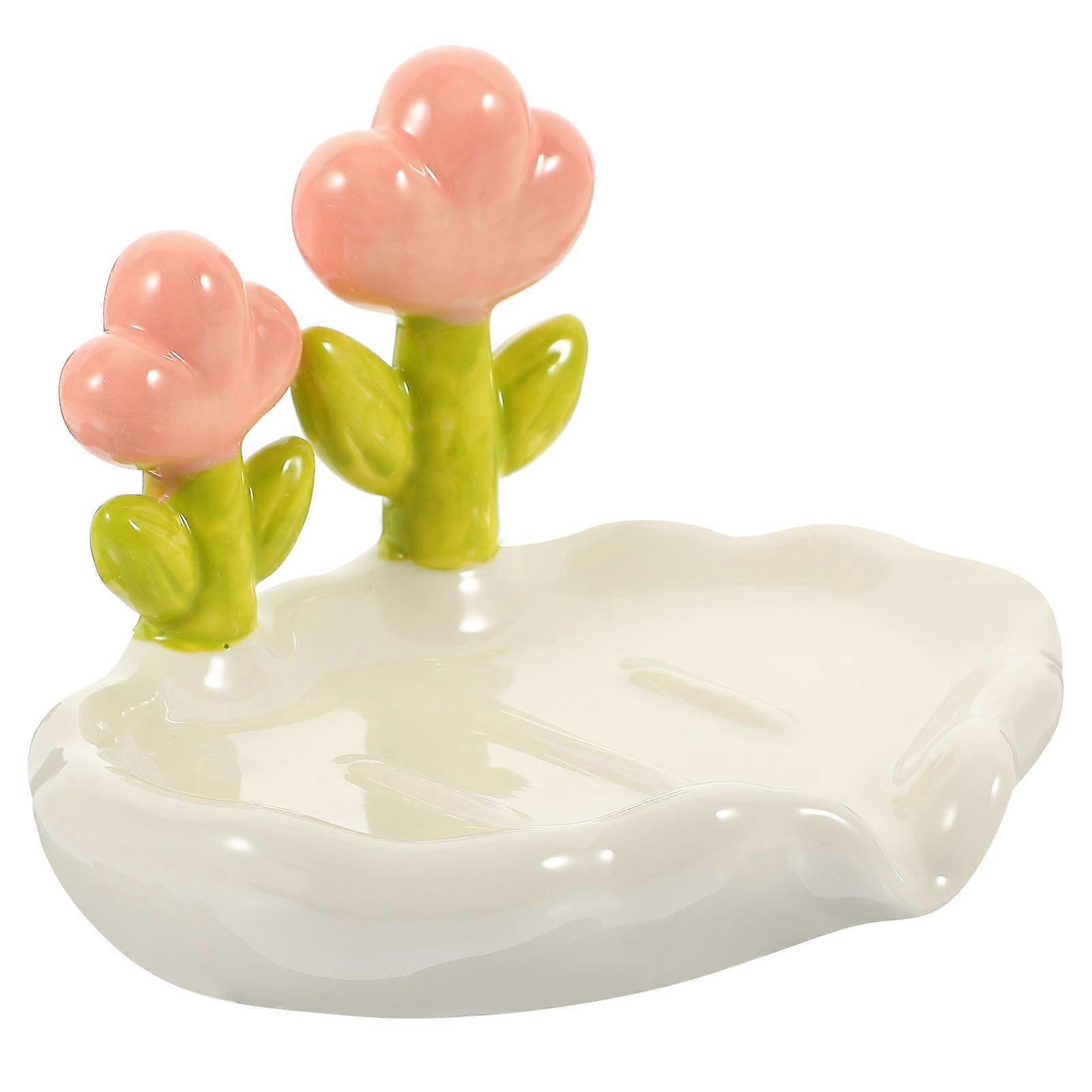 Soap Dish Ceramic Soap Rack For Bathroom In White 14X10X10.5CM Waterproof 1Pack