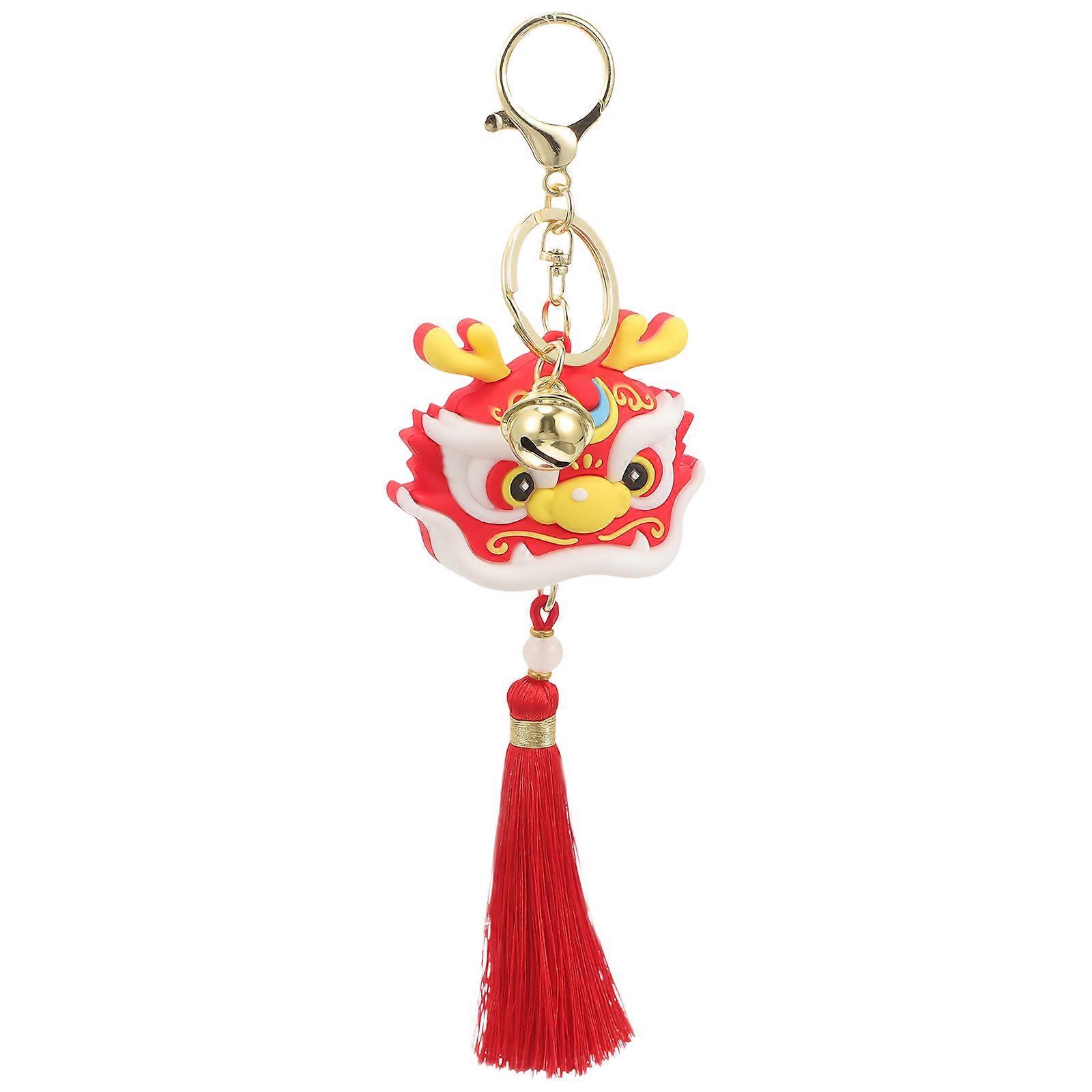 Dragon Key Chain Chinese Style Red Color PVC Material Key Ornament 1Pcs