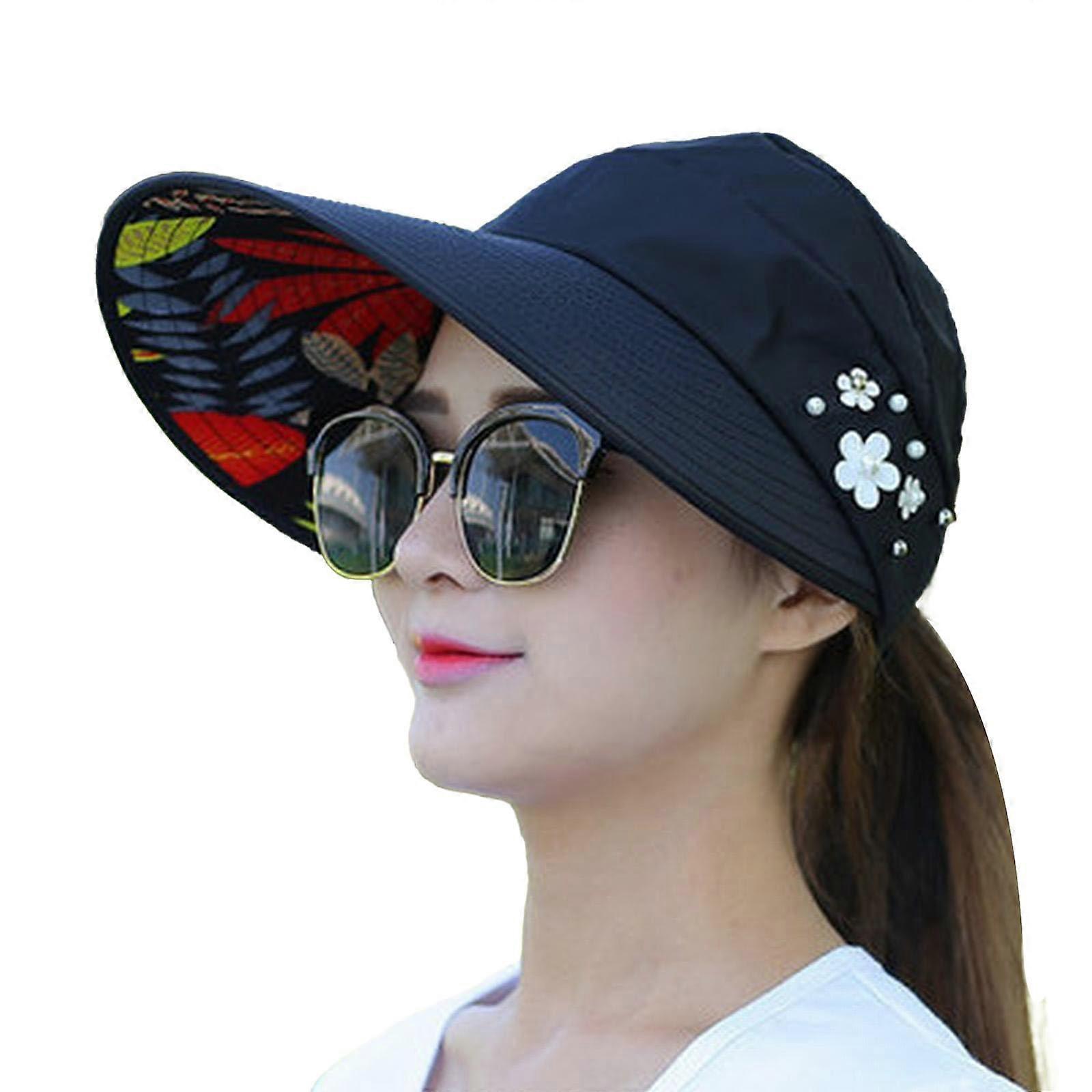 Rain Hat Women's Summer Foldable Sun Protection Beach Hat 51 cm Black One Size