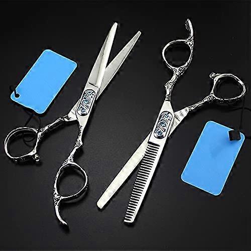 6-Inch Professional 440C Plum-Handle Hair Thinning Scissors For Salons Texturizing (Color: Set)