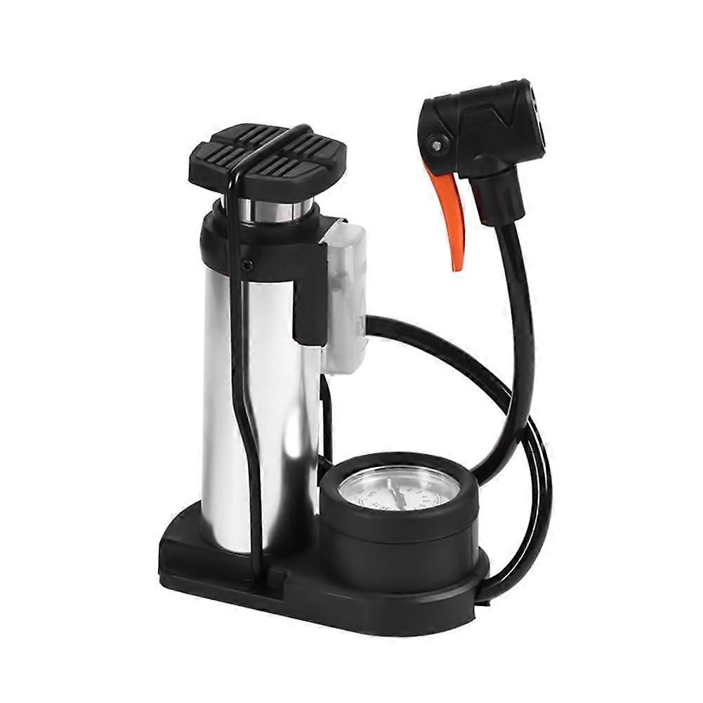 Portable Bicycle Foot Pump Hand and Foot Operated Tyre Inflator with Valve and Pressure Gauge for Bikes and Balls