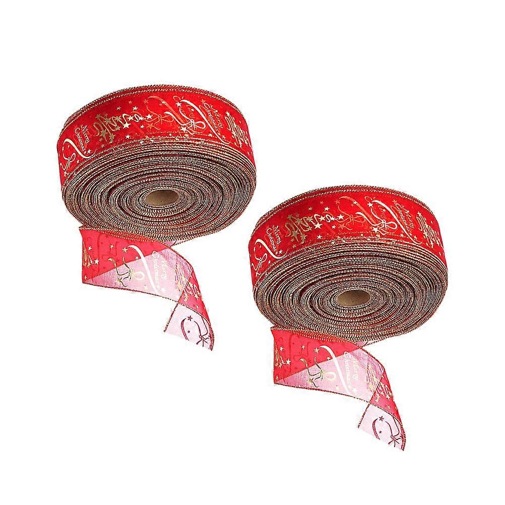 Crafting Ribbon for Wreath Making Red Fabric Ribbon 200x6.3cm 2 Rolls