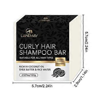 Curly Hair Shampoo Bar, Rich in Coconut Oil & Shea Butter & Rice Water to Repairs & Nourishes Dry Damaged Hair, Suitable for All Hair Types, 100g