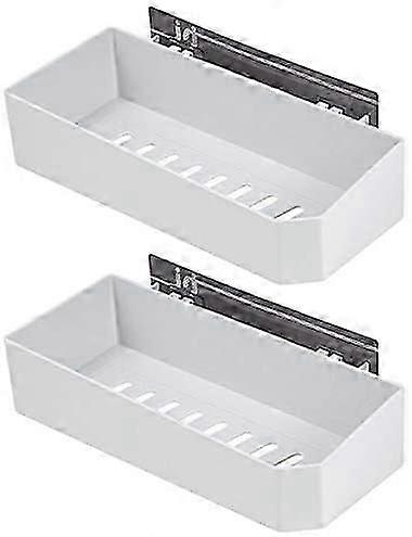 White Self-Adhesive Corner Shower Caddy for British Bathroom Organisation