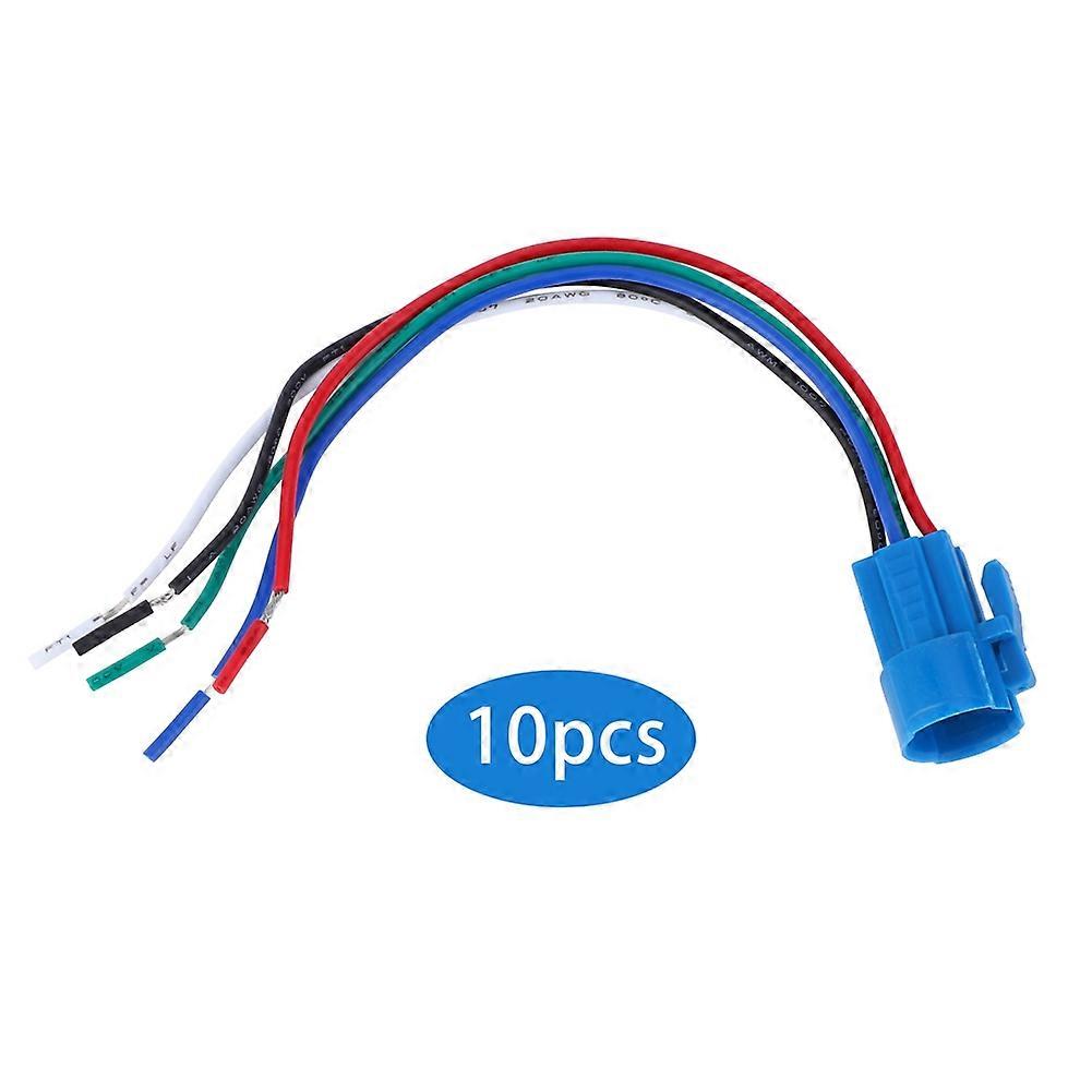 10Pcs Push Button Switch Socket Flame Retardant Plastic Shell Wire Connector 5 Pin 16mm