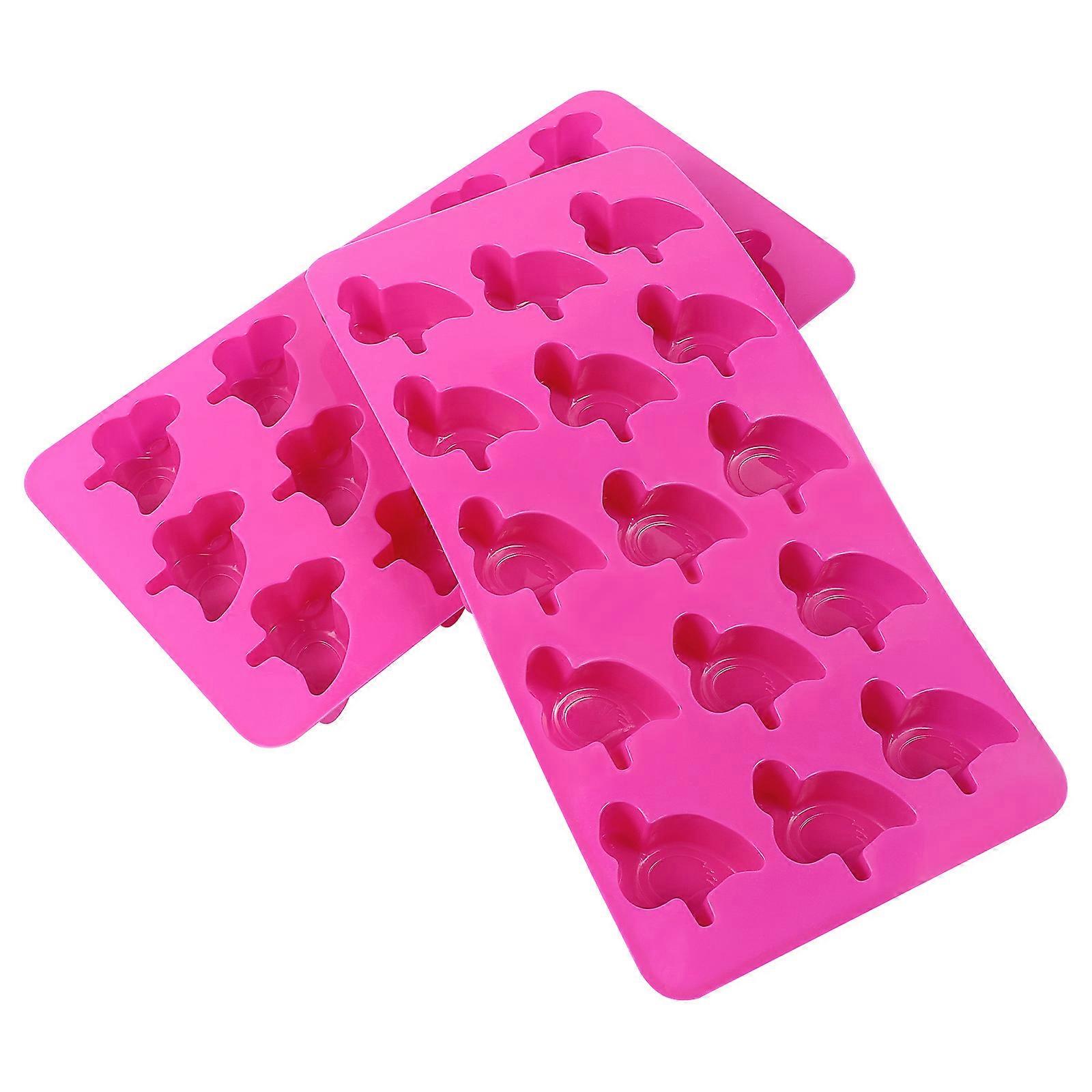 2pcs Flamingo Ice Cube Tray Food-Grade Silicone Mold Molds Silicone For Chocolate, Candy, Cookie, Fondant, Mini Soap, Baking