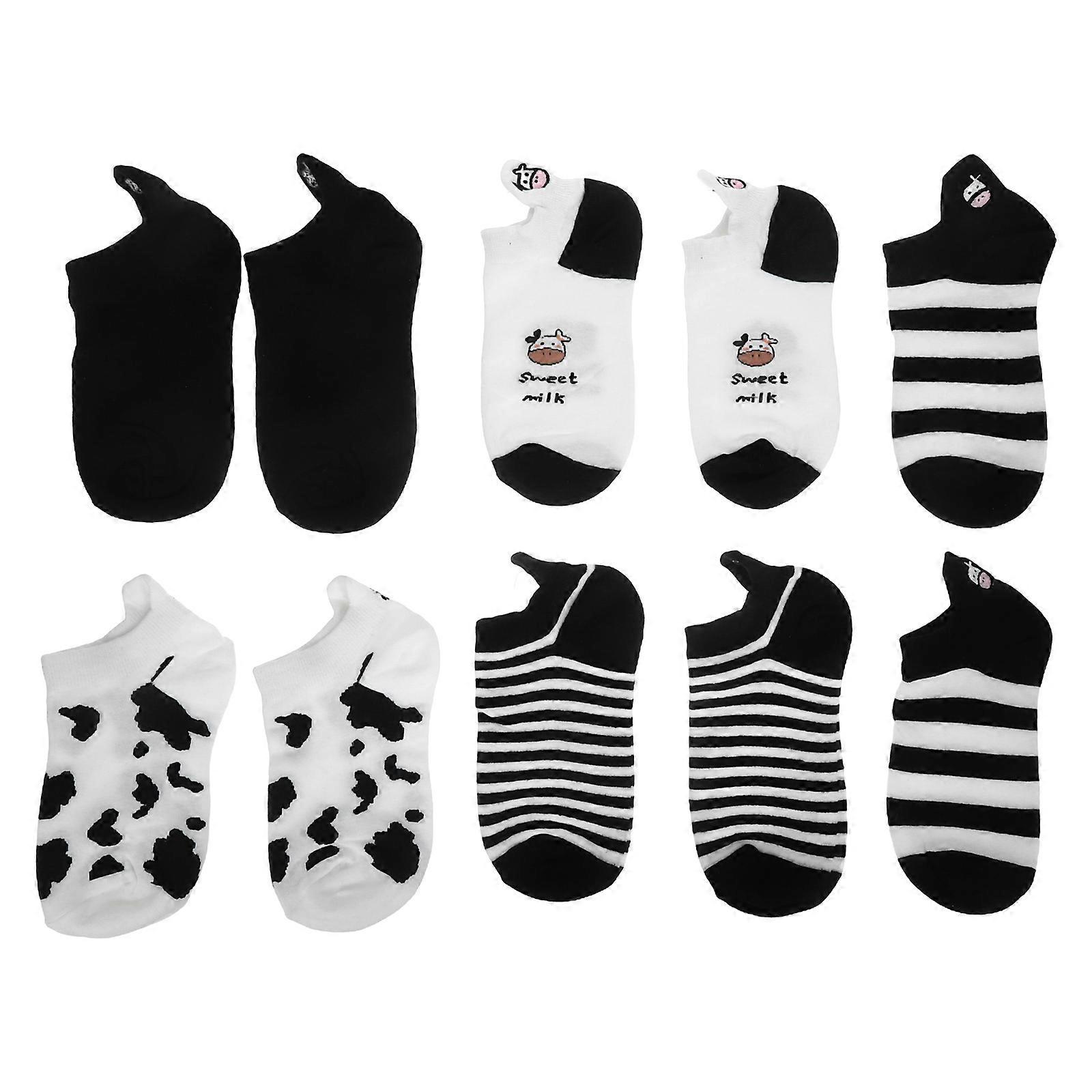 Comfortable Cotton Socks Women Crew Socks Elastic Design Sweat Absorbing 5Pairs