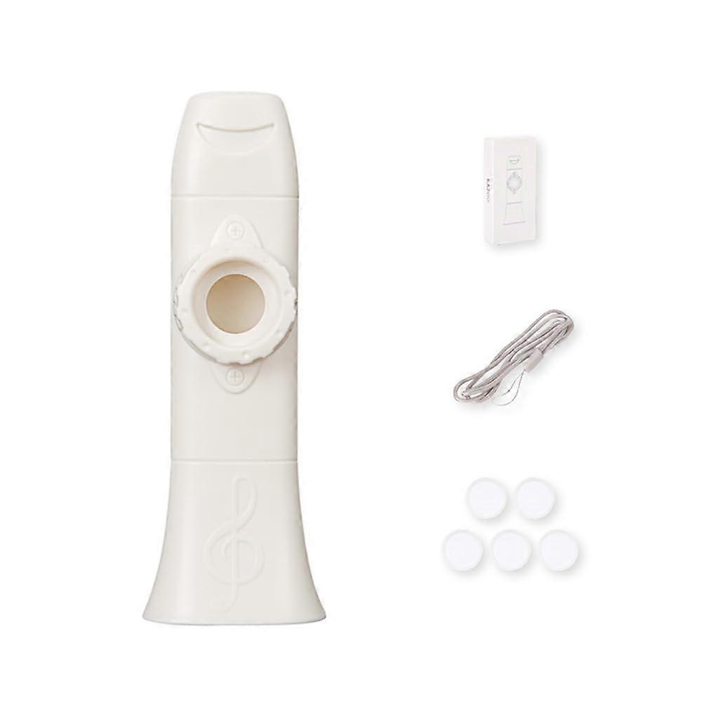 Kazoo with Strap and Membranes for Music Education, Parties, Outdoor Activities, Colorful Instrument White W