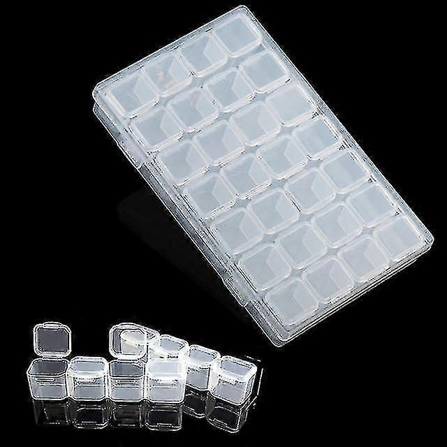 28 Slots Adjustable Jewelry Earring Bin Container Storage Box