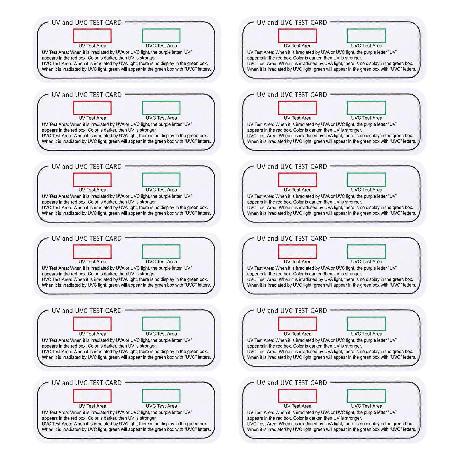 Uv Test Cards -UVA Test Cards Uv Testing Equipment Uv Wavelength Indicator Card 12Pcs