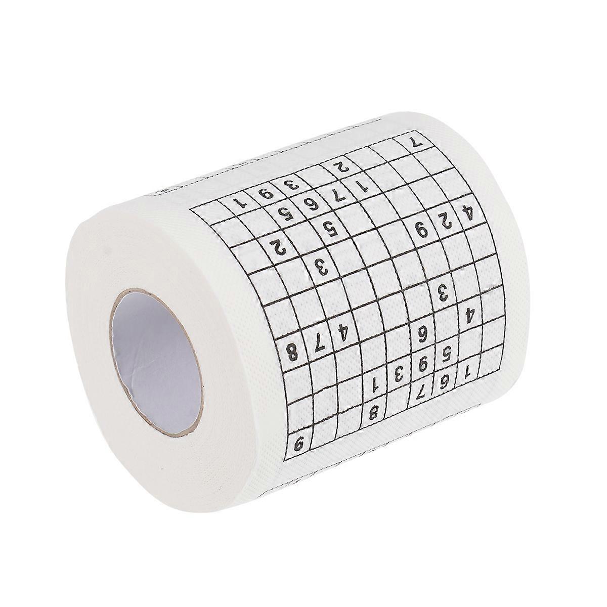 Creative Sudoku Printed Toilet Paper Made of Wood Pulp White for Home Use Comfortable to Use 1 Roll