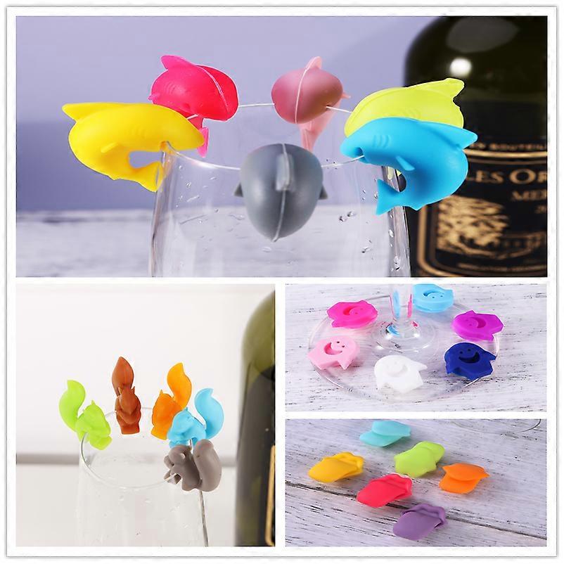 5 Pcs Silicone Red Wine Glass Marker Creative Squirrel Sticker Sucker Mark Glass Identification Perfect for Parties