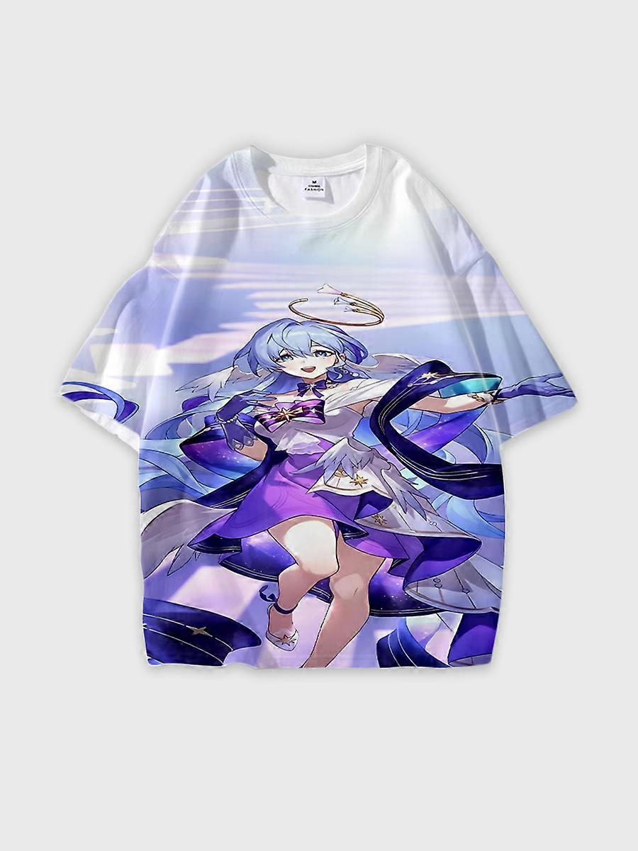 T-shirt round neck Role Pattern loose short sleeve D912