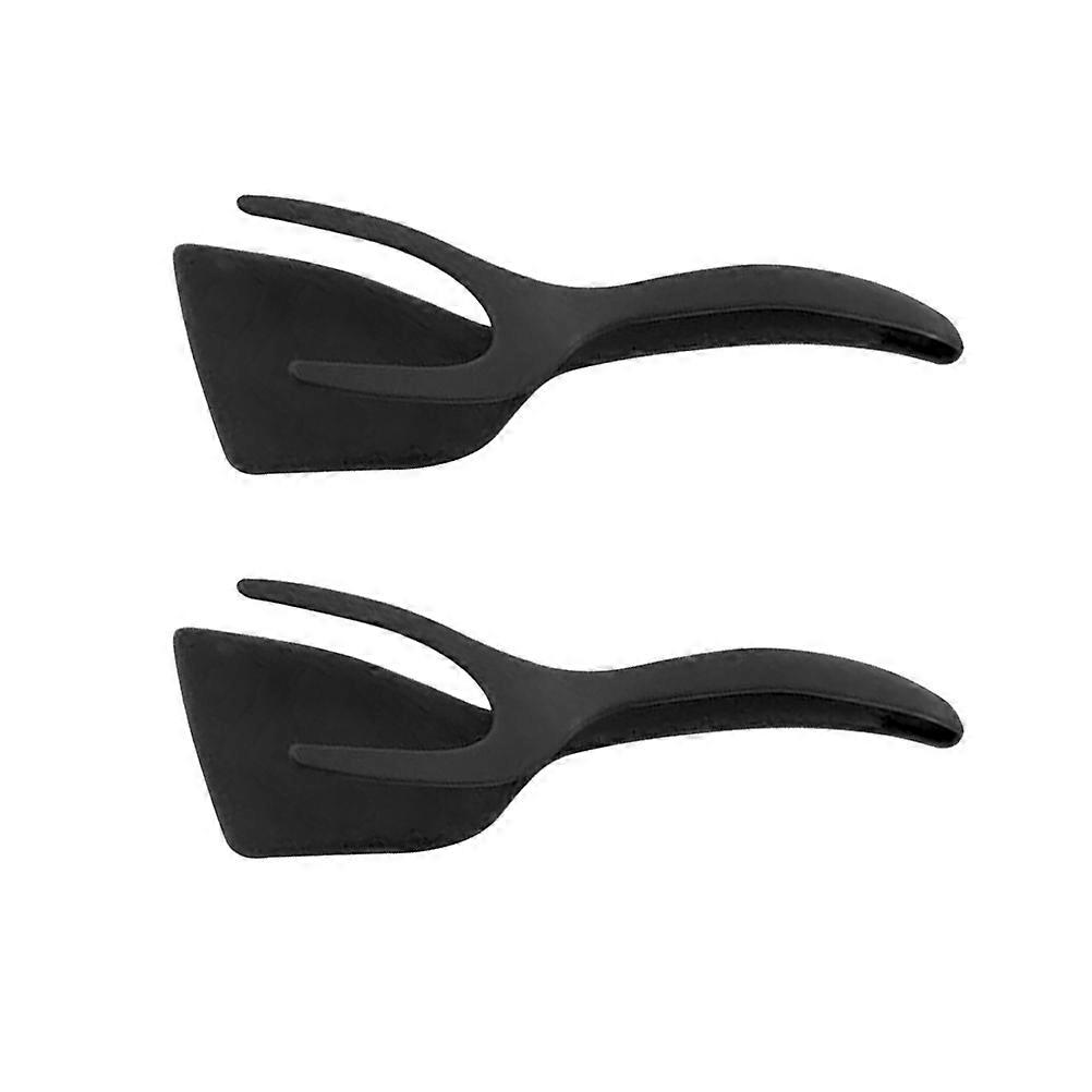 Egg Flipper Spatula Tong Versatile Cooking Tool For Hotel Use Great For Home Cooking Black 2Pcs Grip And Tongs