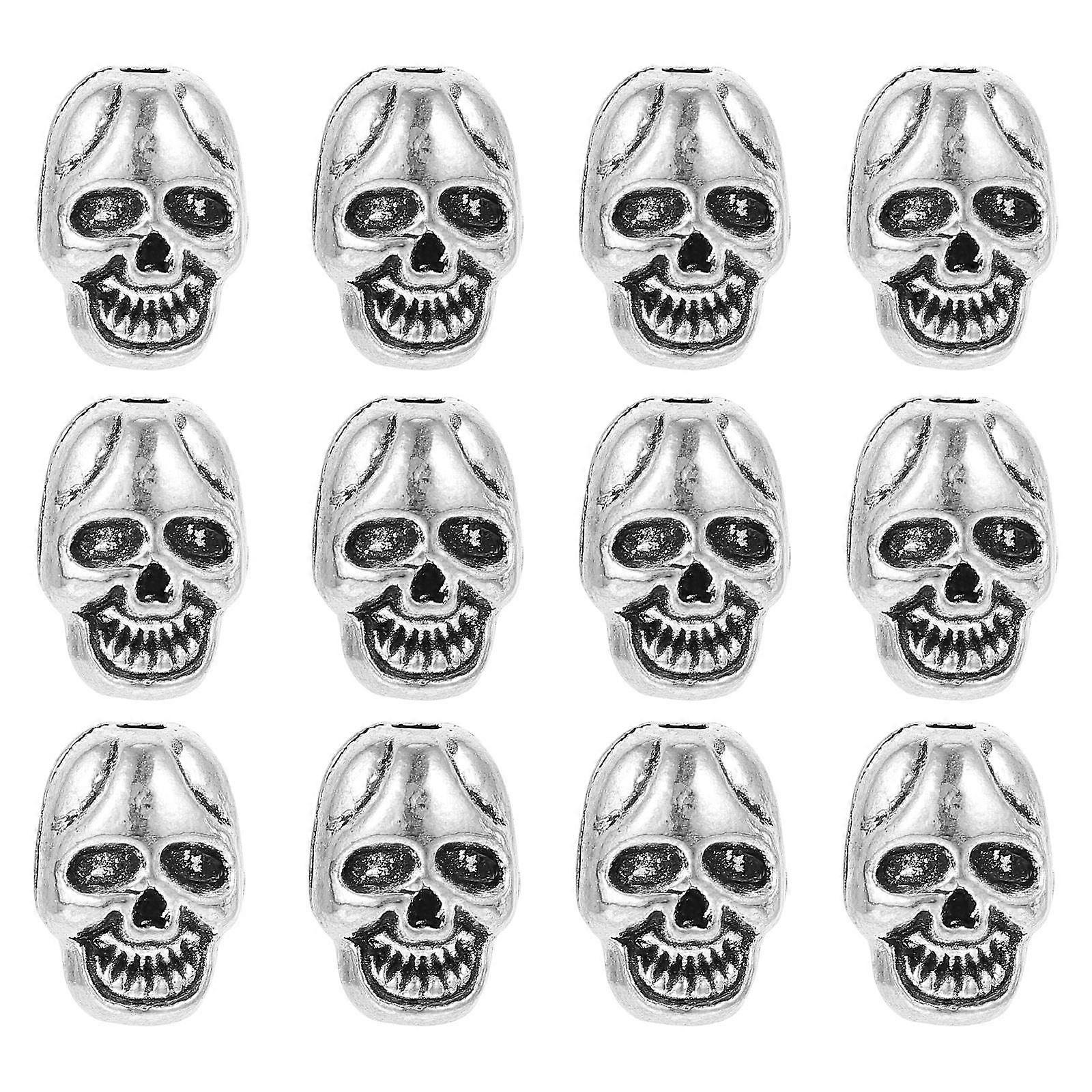 Silver Spacer Beads For Bracelets 50Pcs Skull Shape Simple Design For DIY Jewelry Making And Crafting Projects