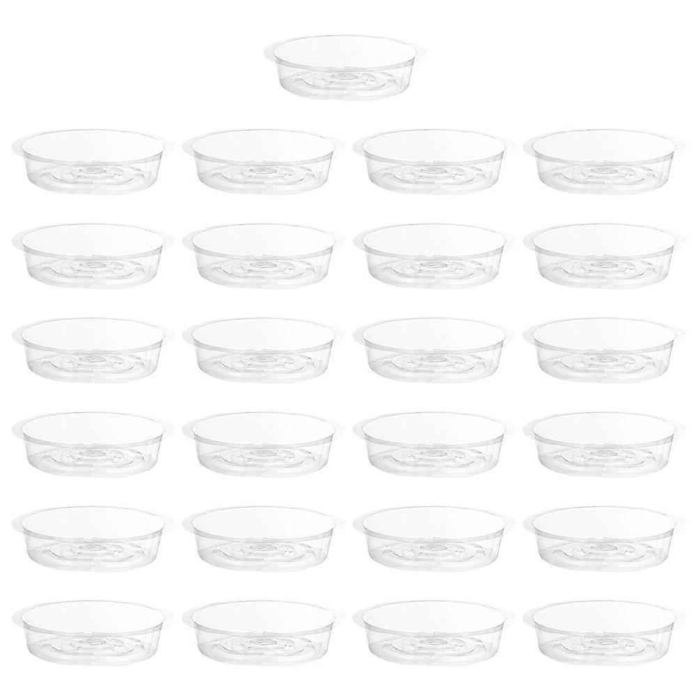 Plastic Flowerpot Base 25Pcs Planter Drainage Tray Suitable For Outdoor Use Transparent Size 20X20CM With Soil Containment Feature
