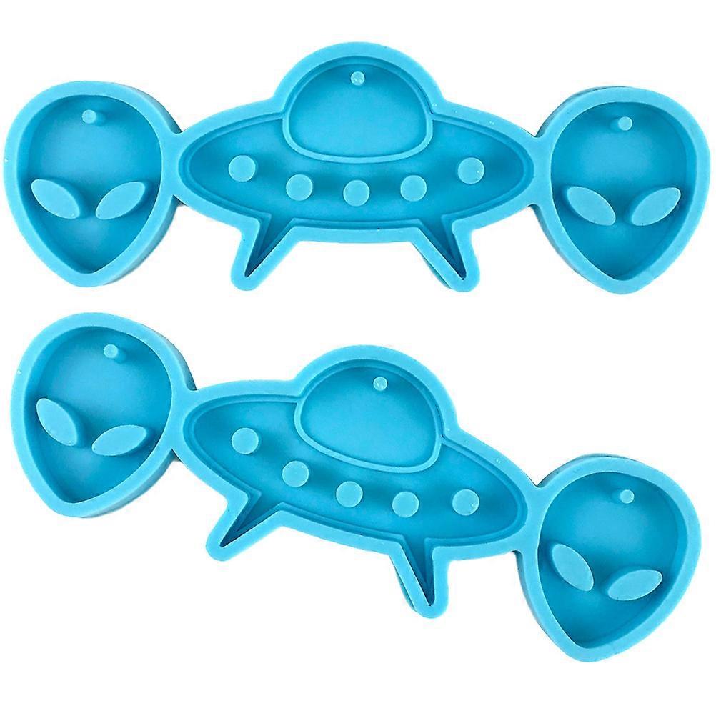 Silicone Earring Mold Set 2pcs for Alien Spaceship Pendants, Flexible Jewelry Making Tool for Unique Charms & Decorations, Easy Demould & Durable