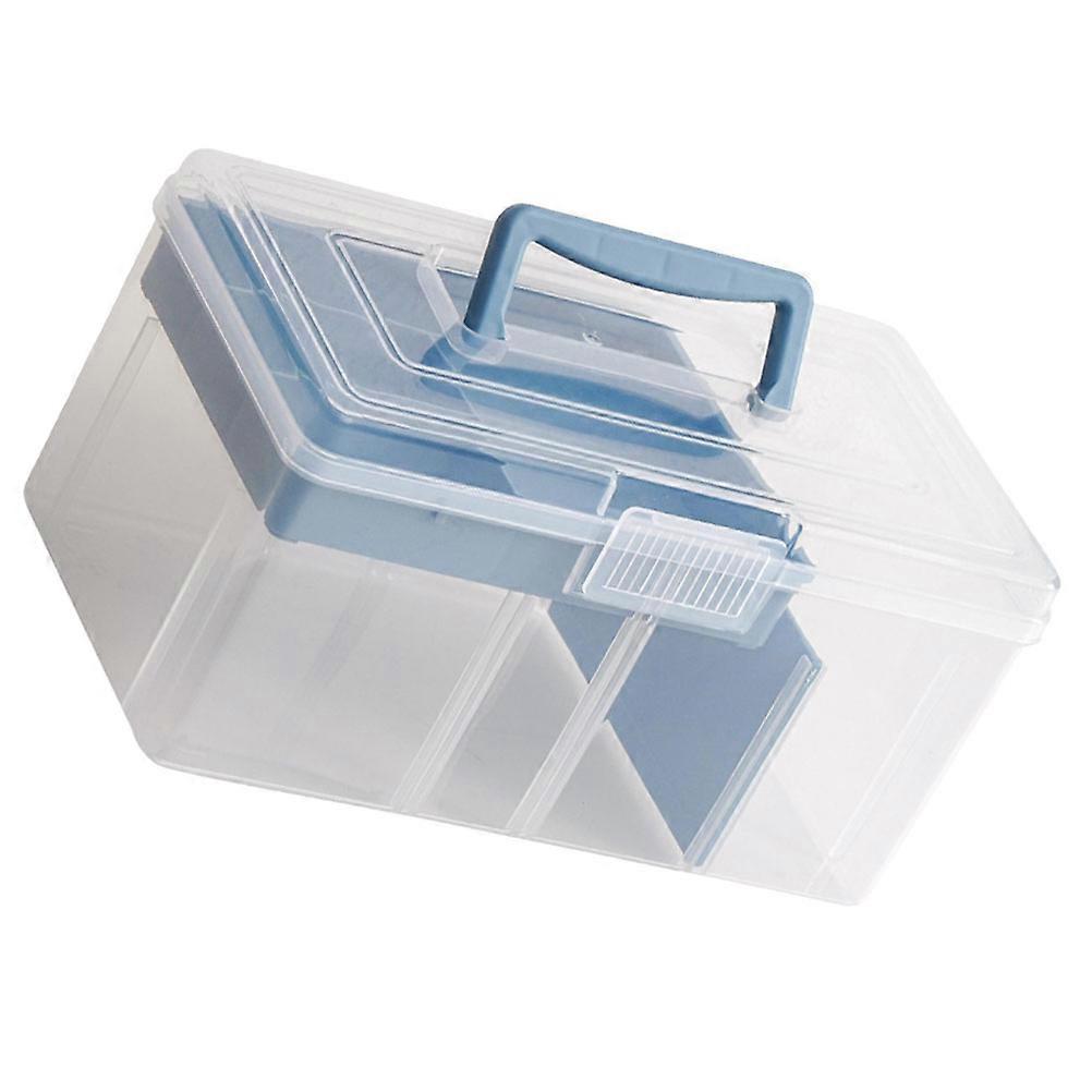 Blue Portable Storage Box with Handle for Craft Supplies and Organizing at Home Made of Durable PP Material