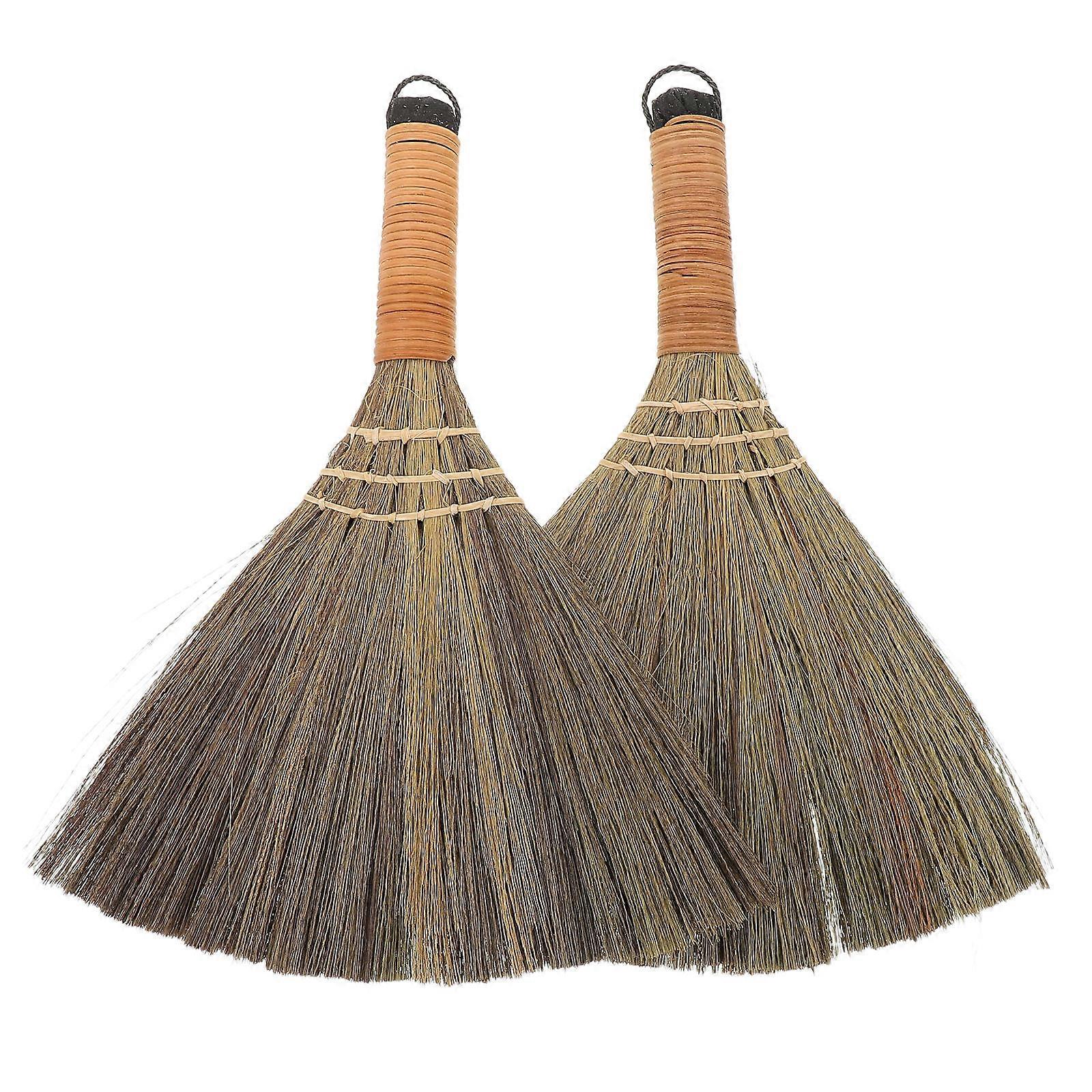 Mini Soft Bristle Sweeping Brooms Set of 2 Compact Handheld Dust Sweepers for Indoor Outdoor Use Comfortable Grip for Sofa Desk Kitchen and Small