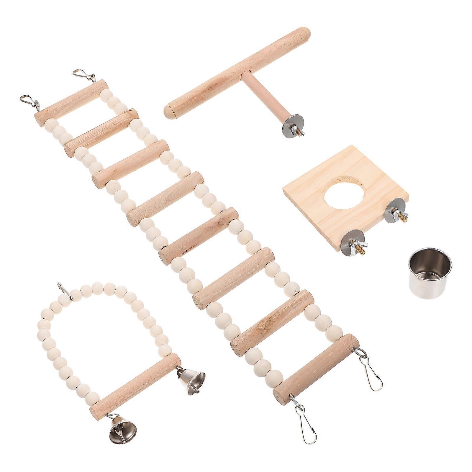 Climbing Hamster Toy Diy Wooden Swing Toy For Small Pets Owners Pet Exercise And Play 4Pcs